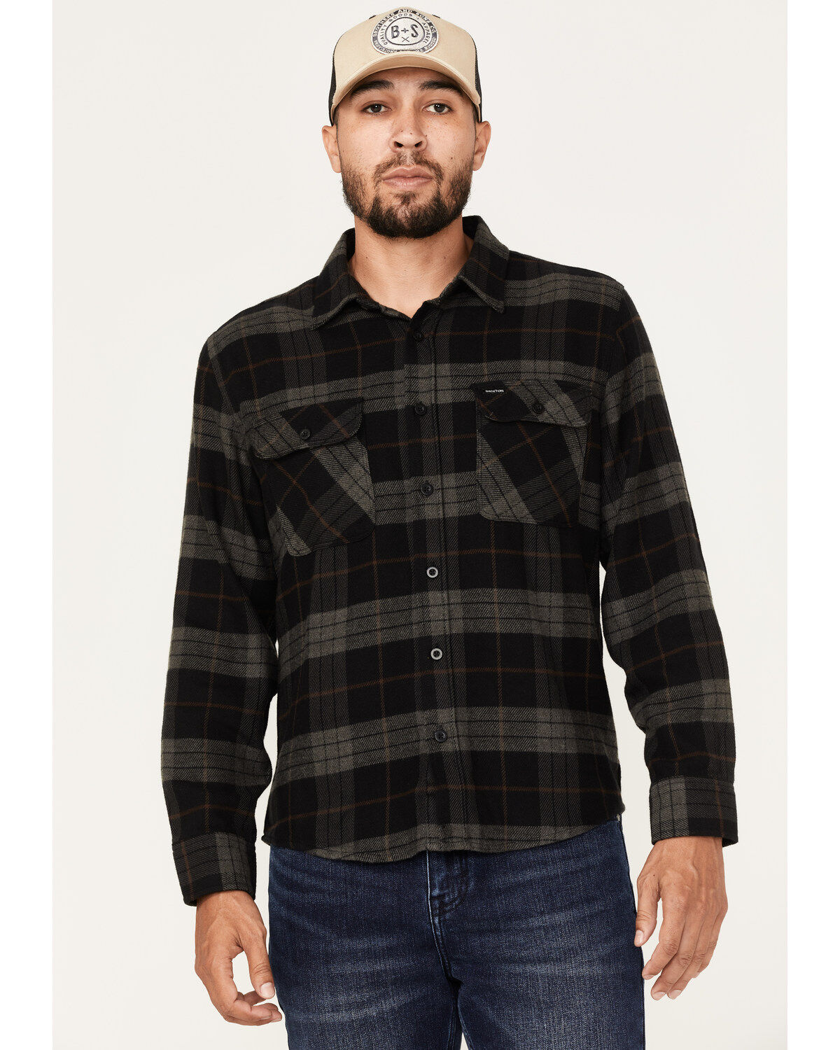 Men's Brixton Bowery Plaid Print Long Sleeve Button-Down Flannel Shirt