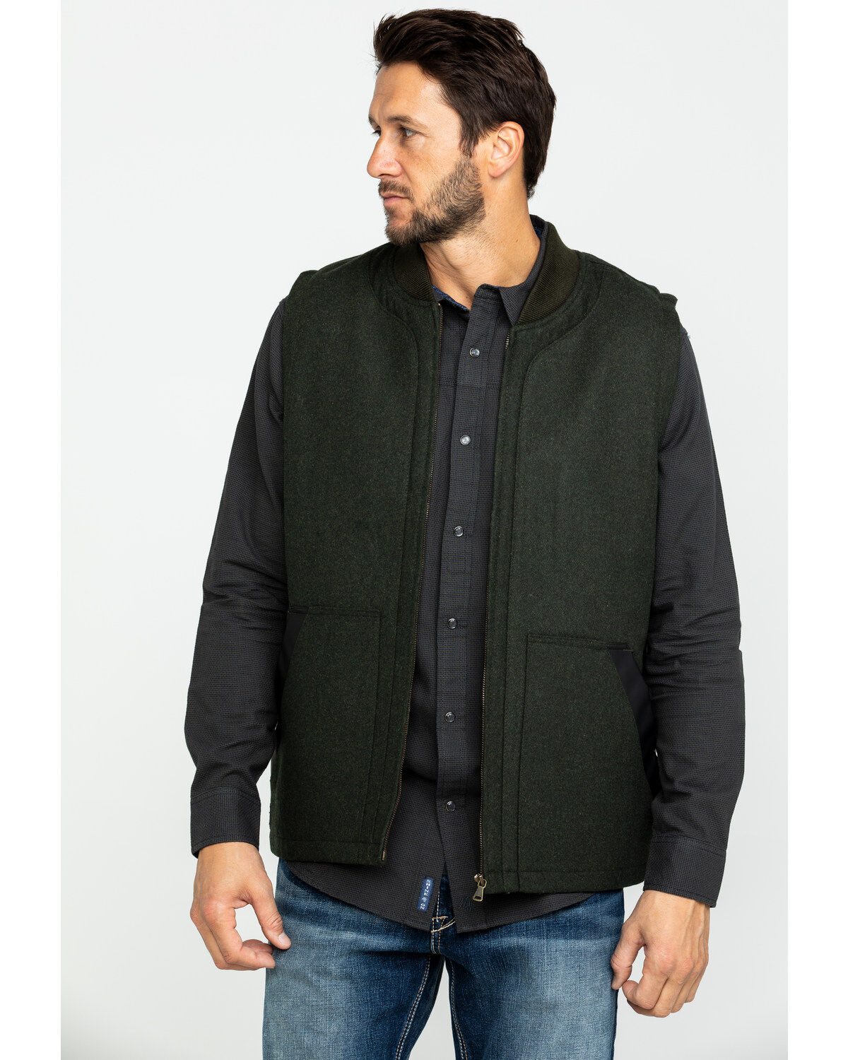 Men's Cody James Grover Wool Blend Leather Pocket Vest