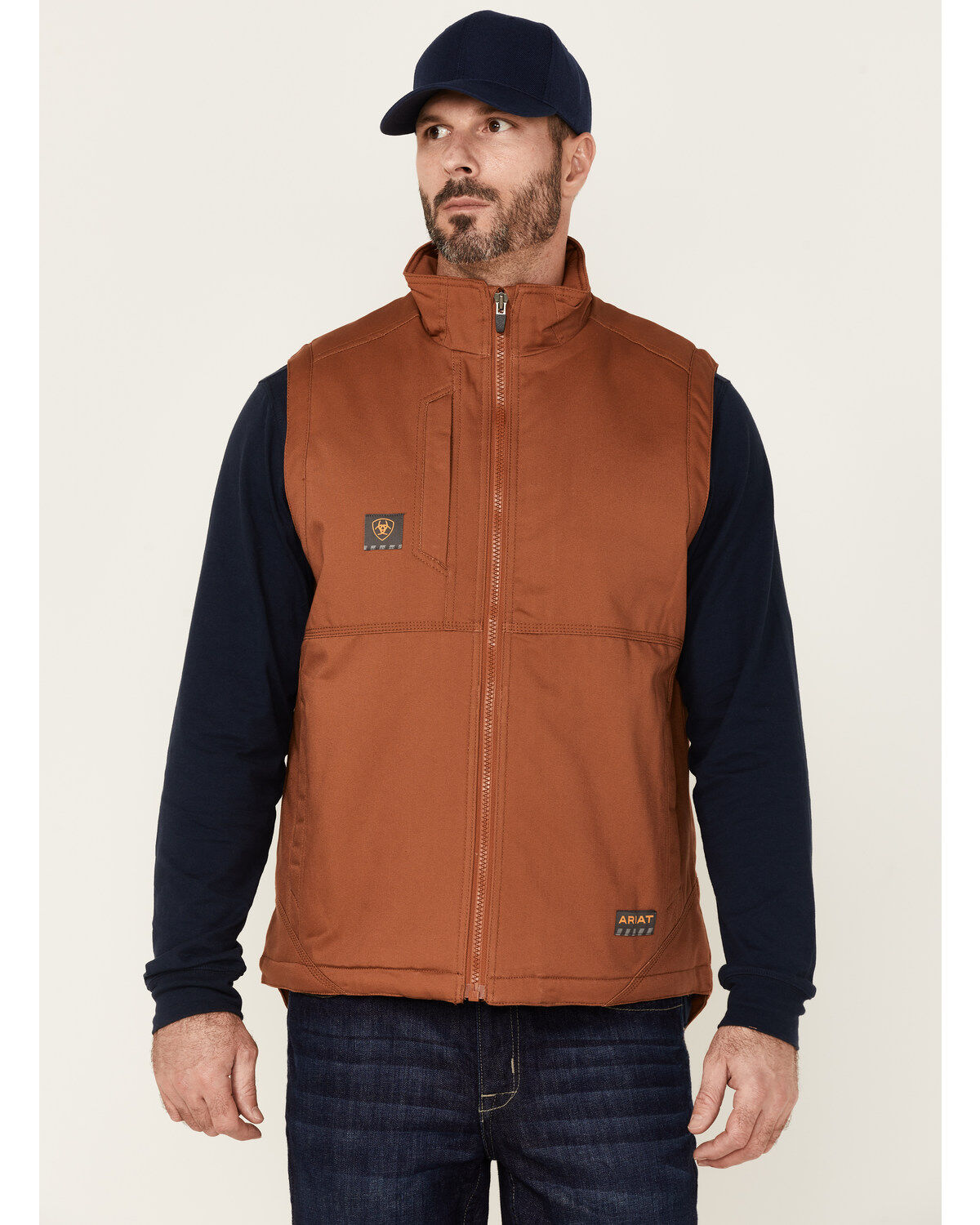 Men's Ariat Rebar Duracanvas Zip-Front Sherpa Work Vest