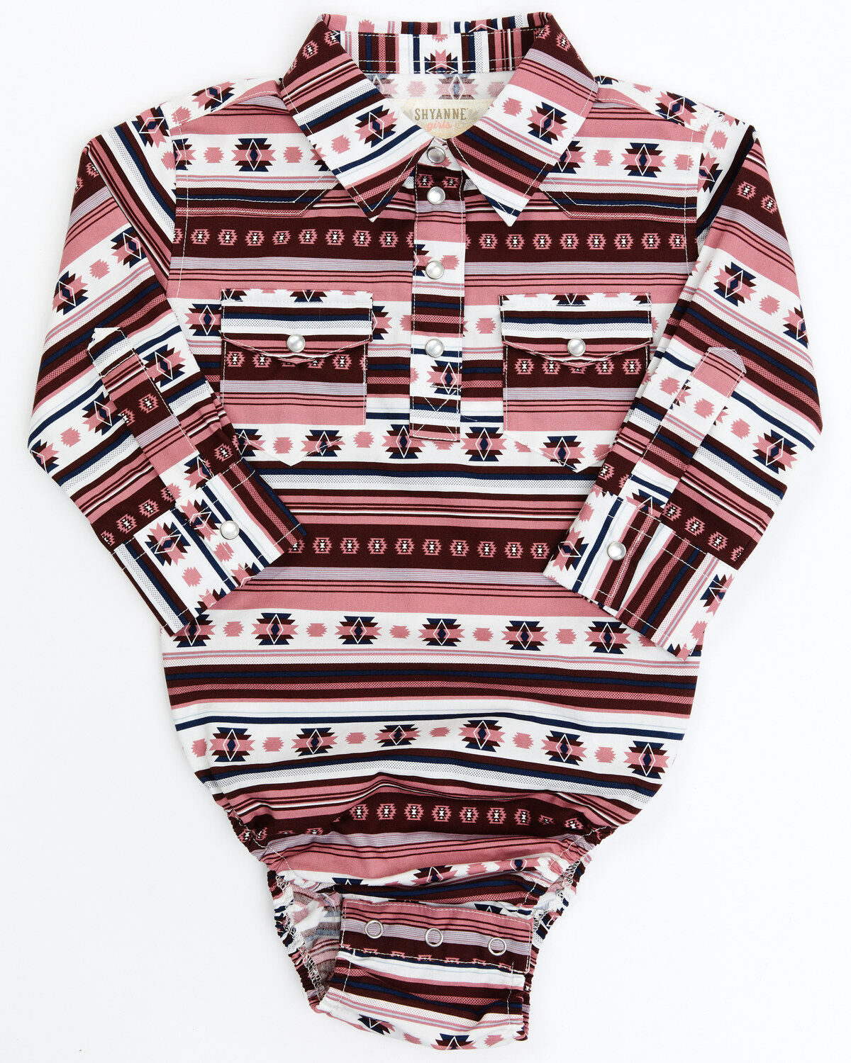 Girls' Shyanne Infant Southwestern Printed Stripe Long Sleeve Onesie