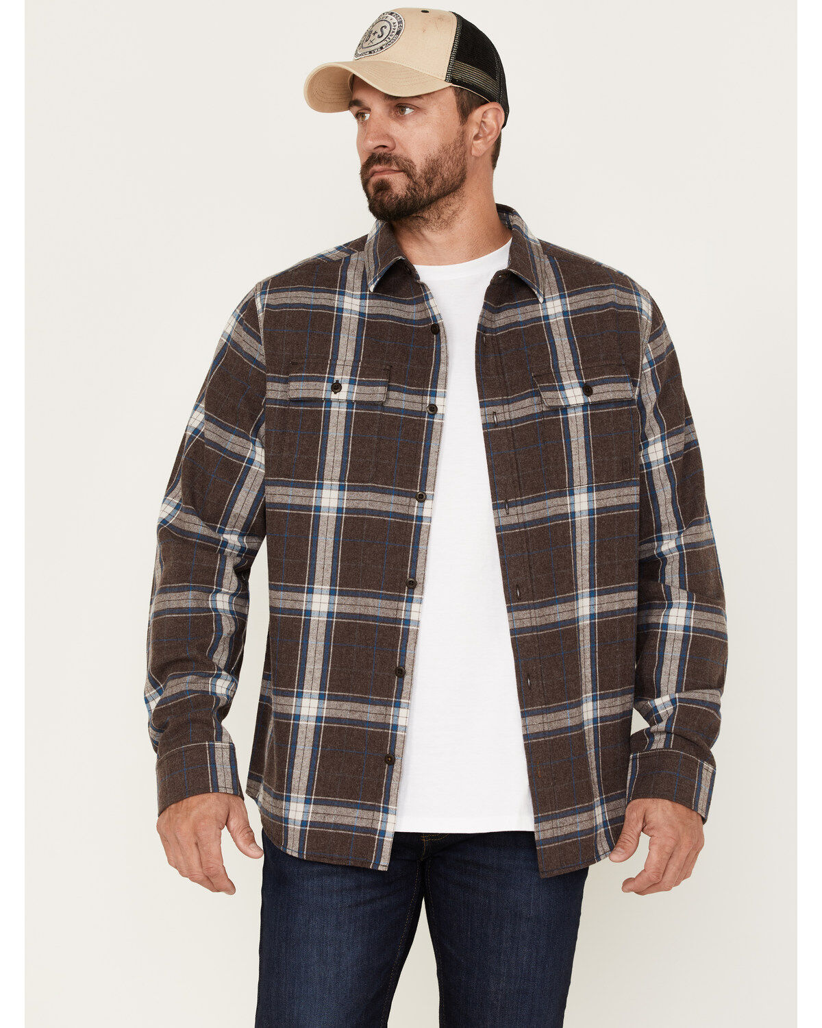 Men's Brothers and Sons Everyday Plaid Print Long Sleeve Button Down F