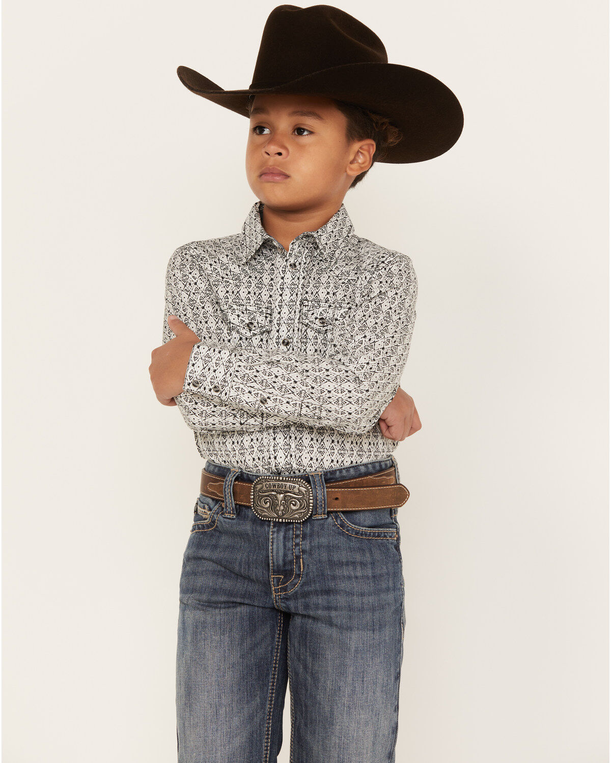 Boys' Cody James Southwestern Print Long Sleeve Western Snap Shirt