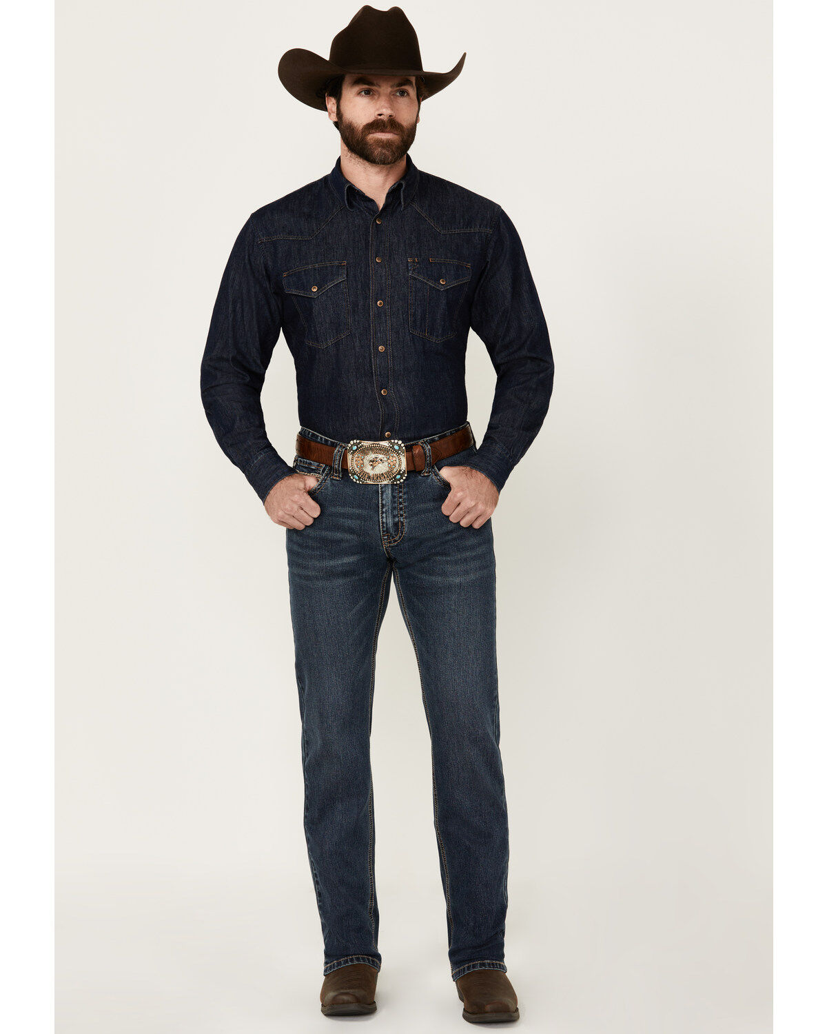 Men's Rock & Roll Denim Revolver Medium Wash Slim Straight Stretch Den