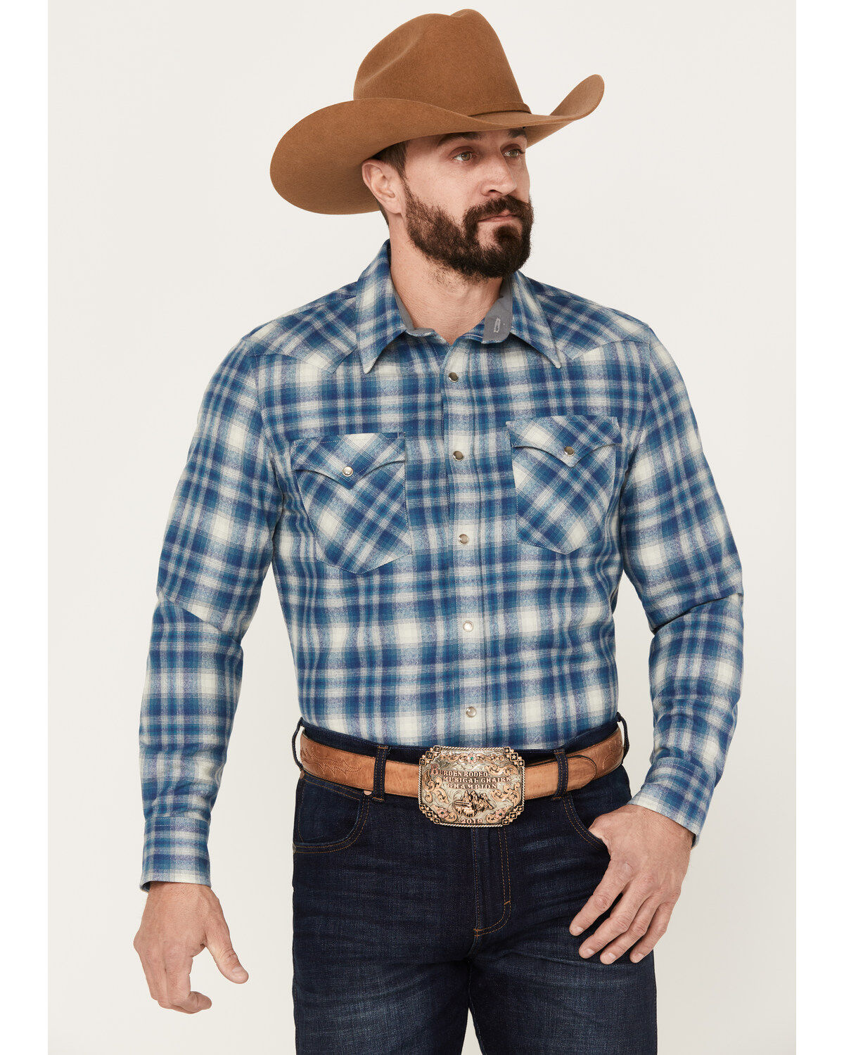 Men's Pendleton Canyon Plaid Print Long Sleeve Western Snap Shirt