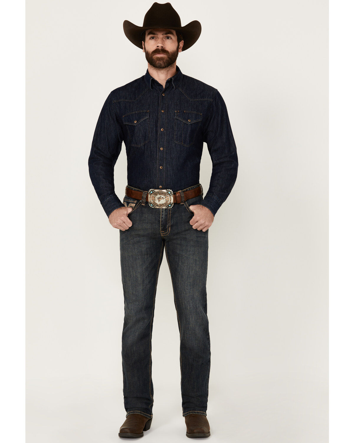 Men's Rock & Roll Denim Revolver Dark Wash Slim Straight Stretch Denim