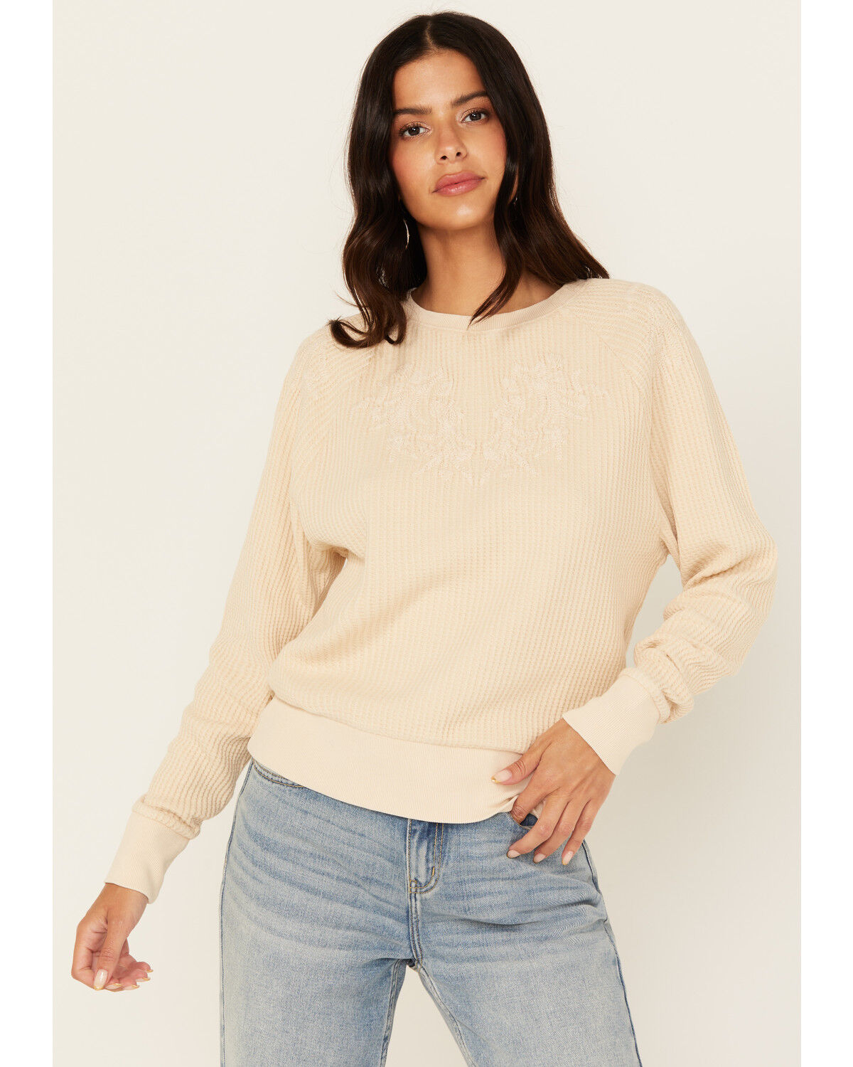 Women's Cleo + Wolf Waffle Knit Long Sleeve Top
