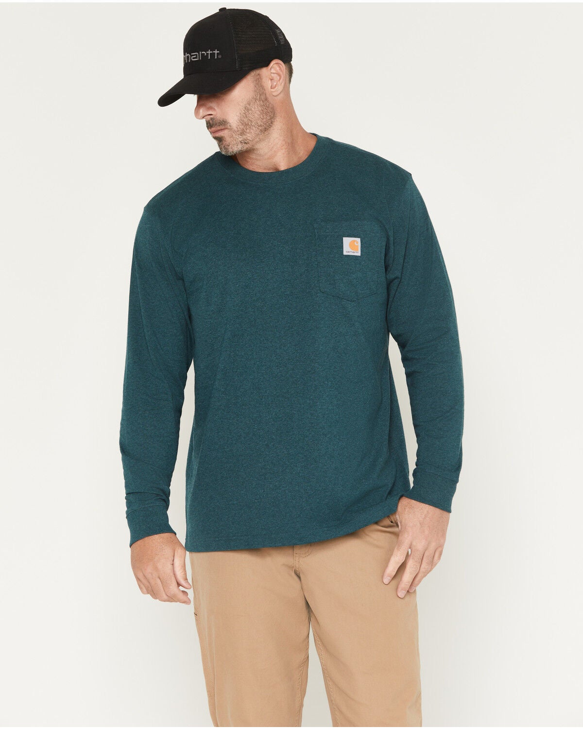 Men's Carhartt Loose Fit Heavyweight Long Sleeve Logo Pocket Work T-Sh