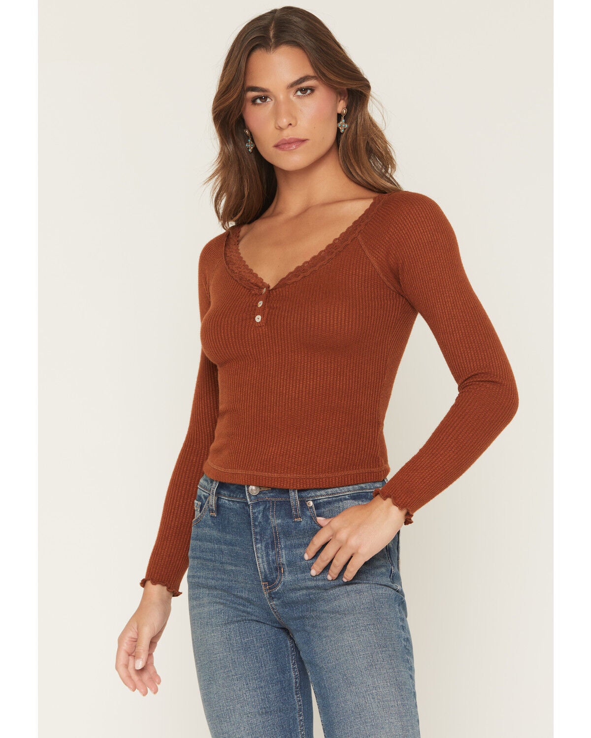 Women's Wild Moss Lace Long Sleeve Top