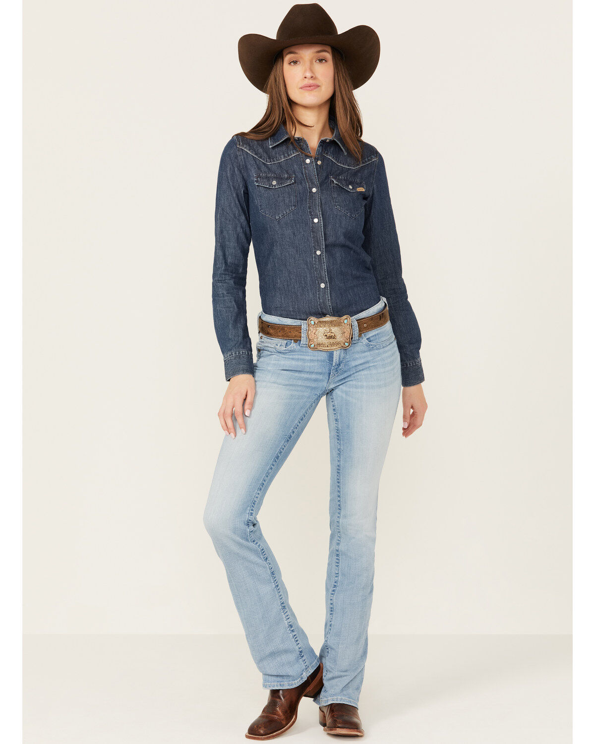 Women's Ariat Nebraska Light Wash Mid Rise Hope Stretch Bootcut Jeans