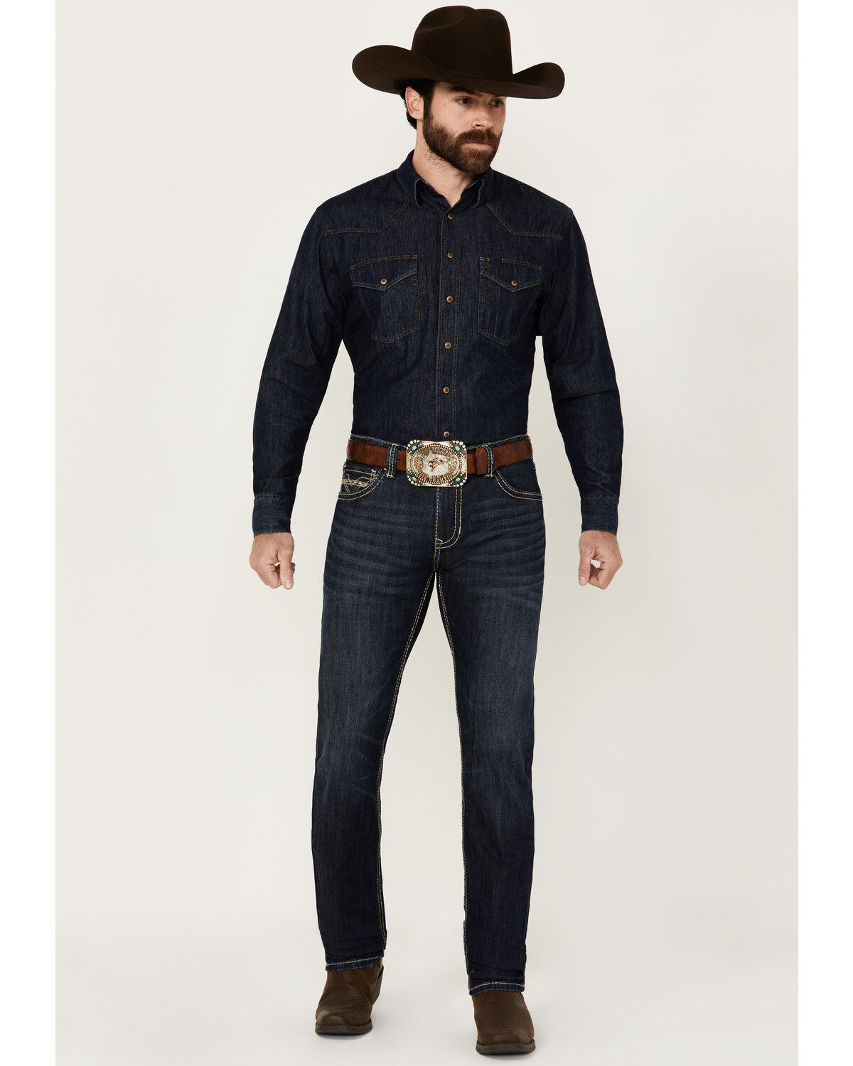 Men's Rock & Roll Denim Rifle Dark Wash Skinny Stretch Denim Jeans