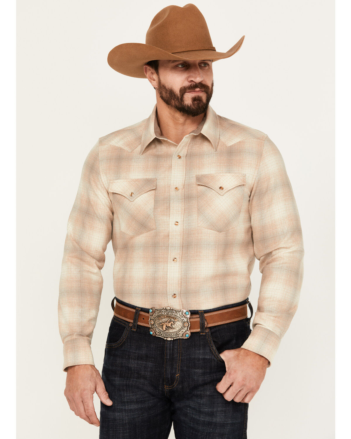 Men's Pendleton Canyon Plaid Print Long Sleeve Western Flannel Snap Sh