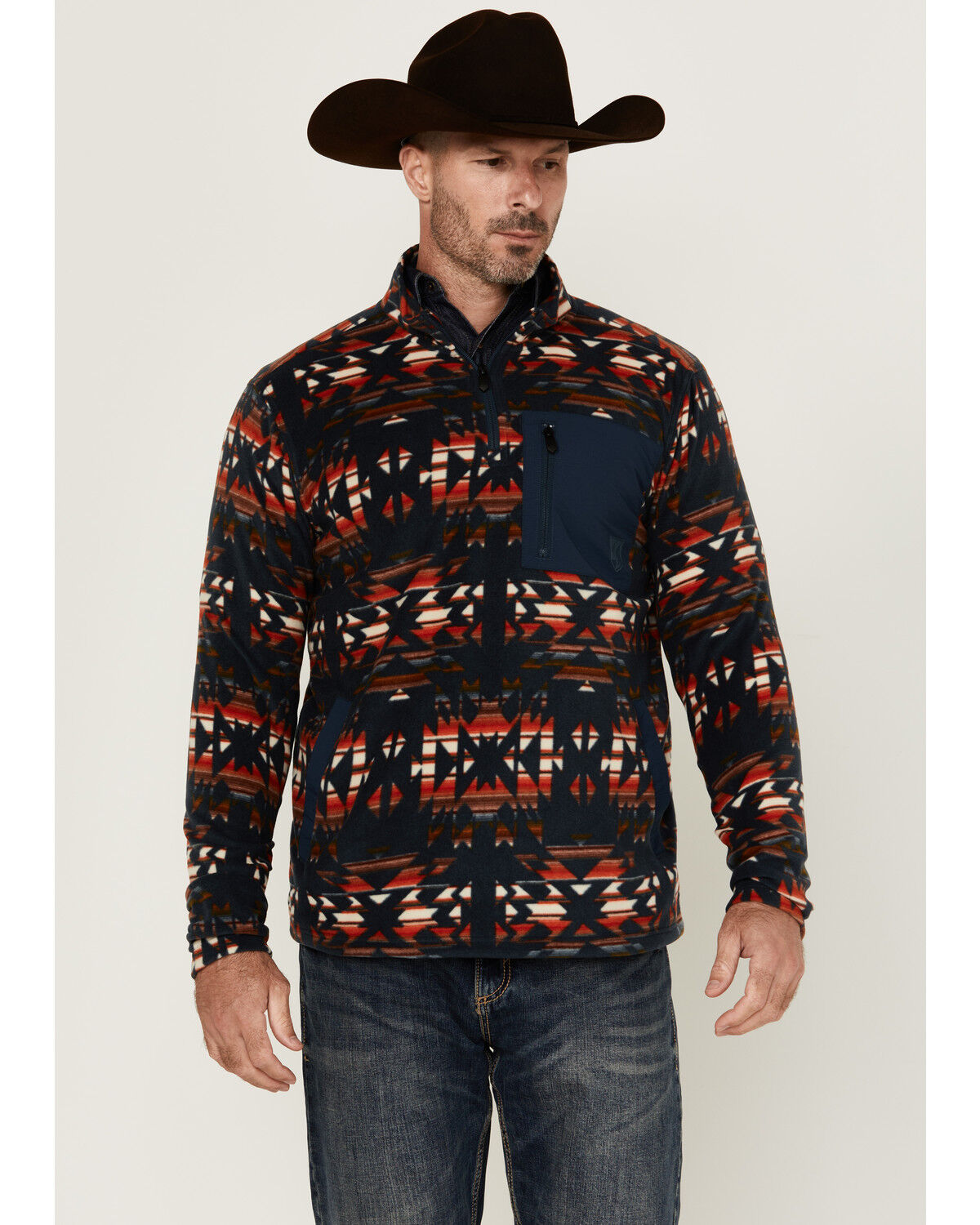 Men's RANK 45 Winston Southwestern Print 1/4 Zip Pullover