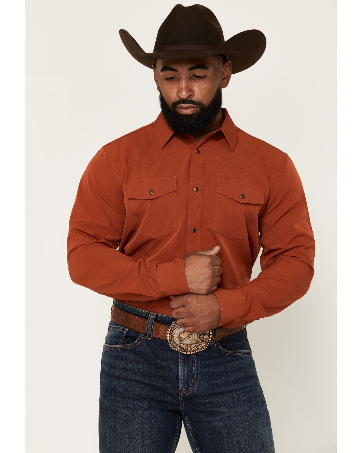 Men's RANK 45 Rodeo Tech 2.0 Remming Solid Long Sleeve Stretch Perfor