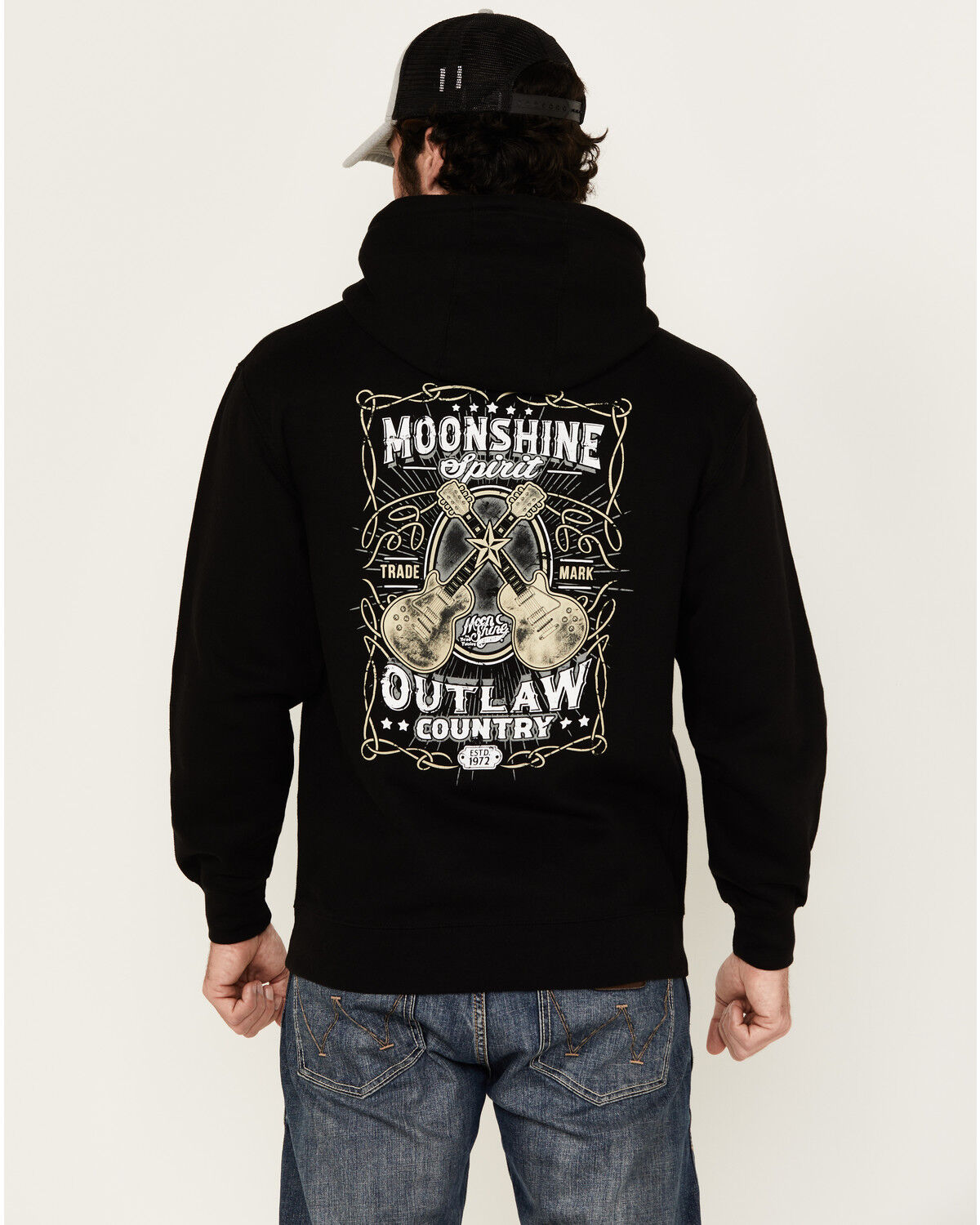 Men's Moonshine Spirit Guitar Logo Graphic Hooded Sweatshirt