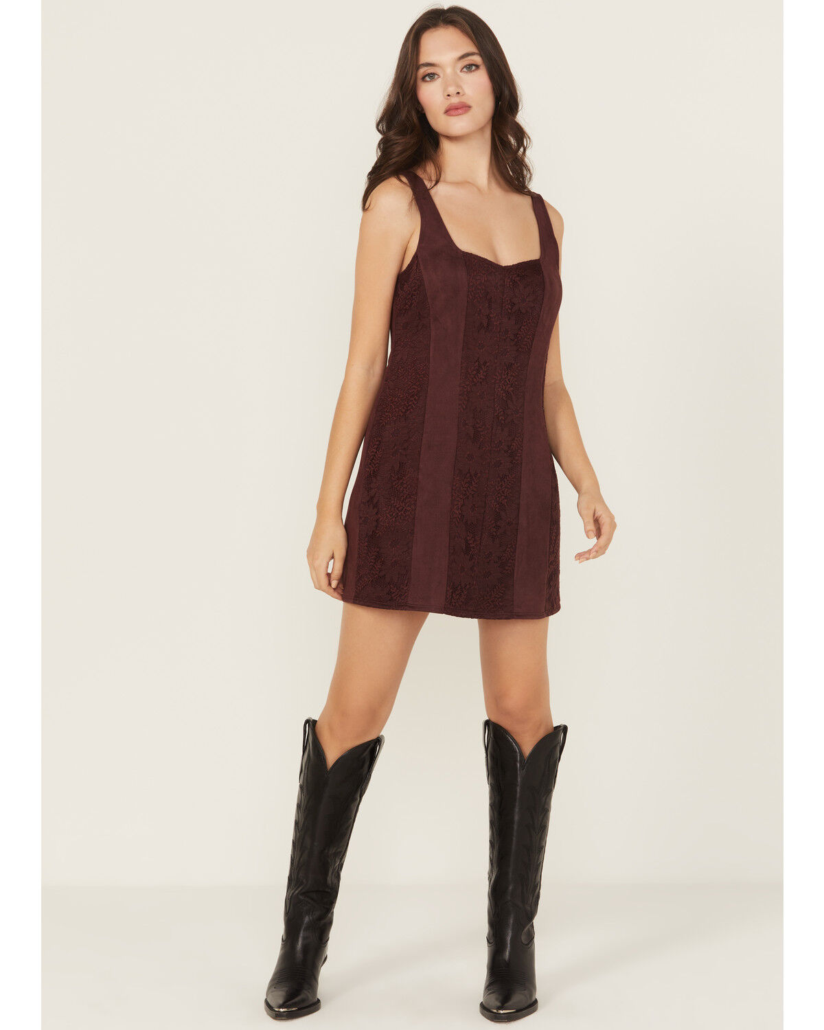 Women's Shyanne Faux Suede Lace Tank Mini Dress