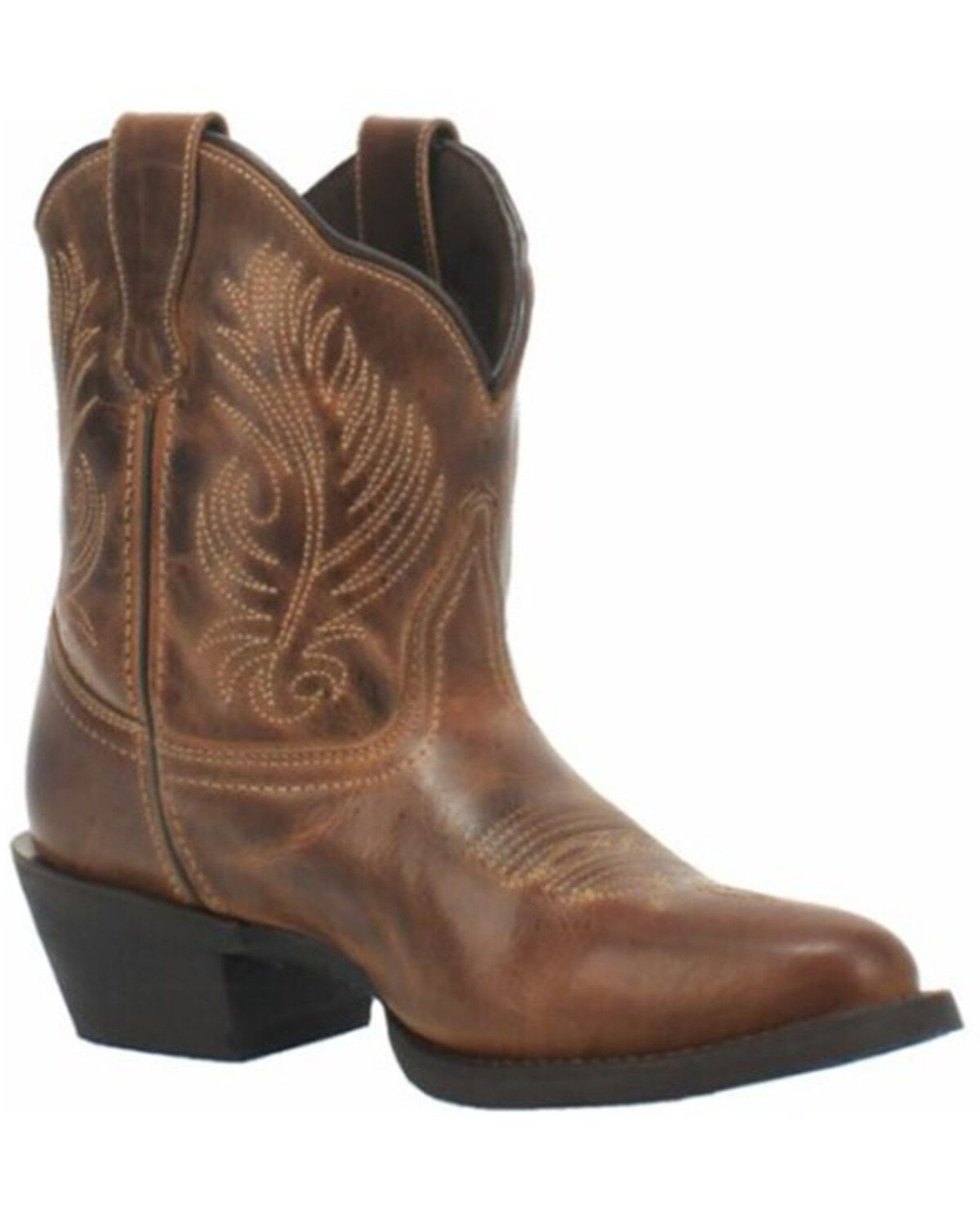 Women's Laredo Brown Shortie Western Booties - Round Toe