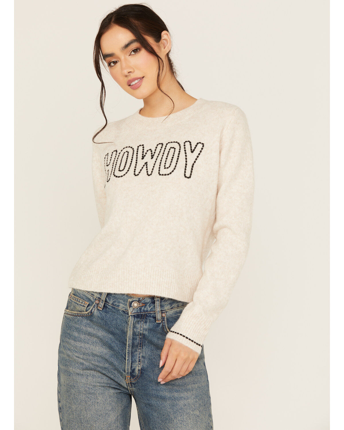 Women's White Crow Howdy Stitch Sweater
