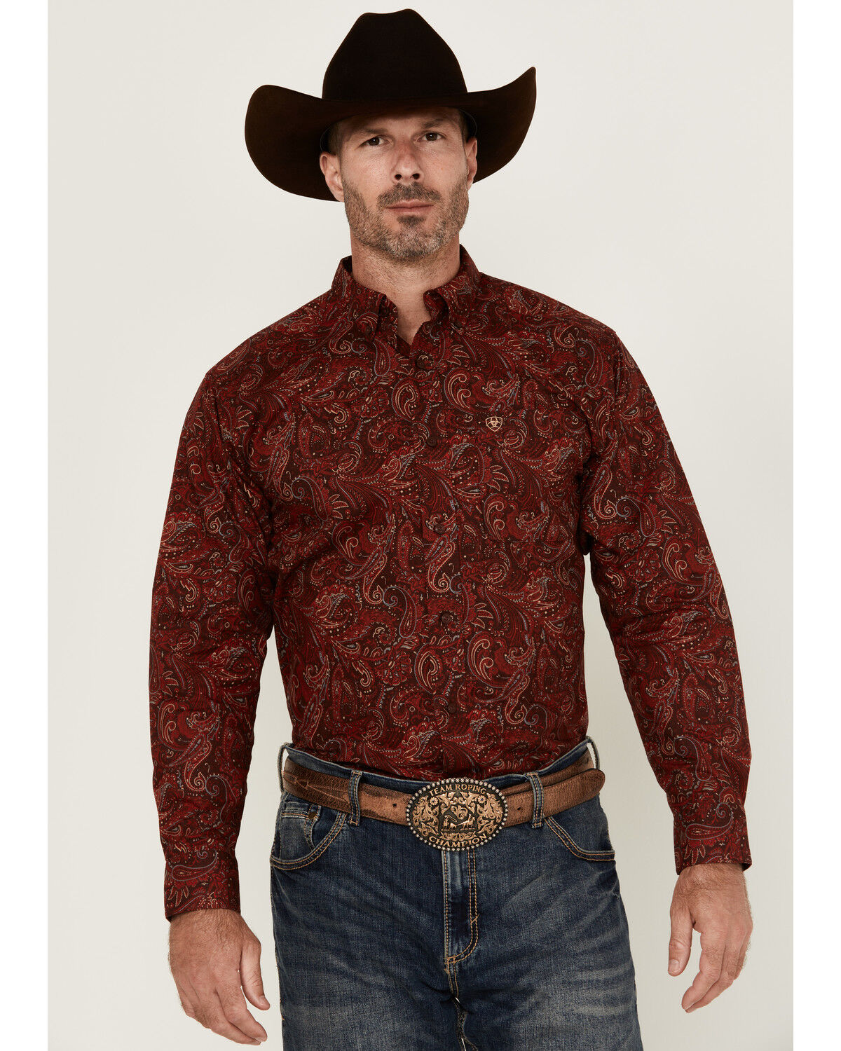 Men's Ariat Jaydon Paisley Print Long Sleeve Button-Down Western Shirt