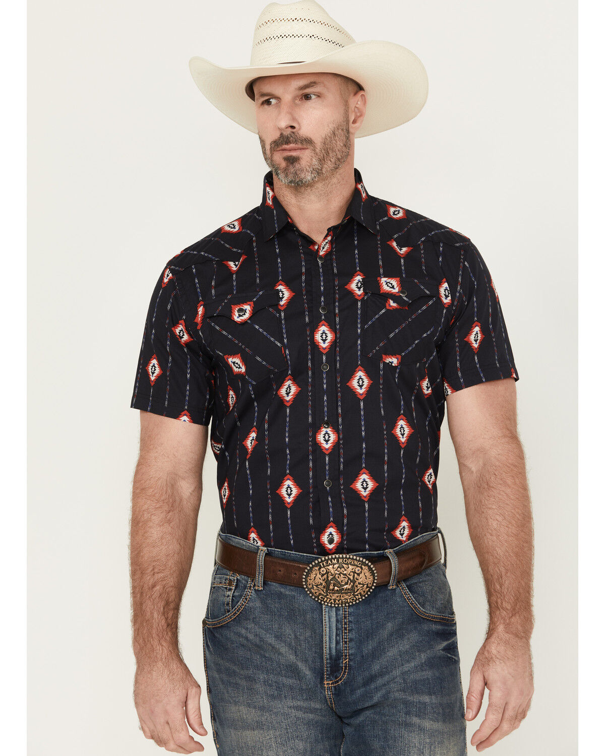 Men's Panhandle Geo Print Short Sleeve Snap Western Shirt