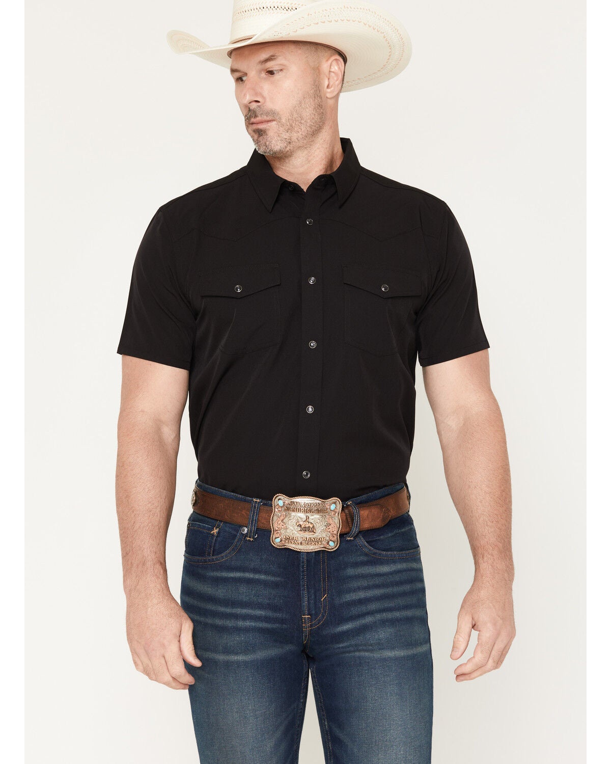 Men's RANK 45 Ridge Solid RODEOTEK 2.0 Short Sleeve Snap Western Shi