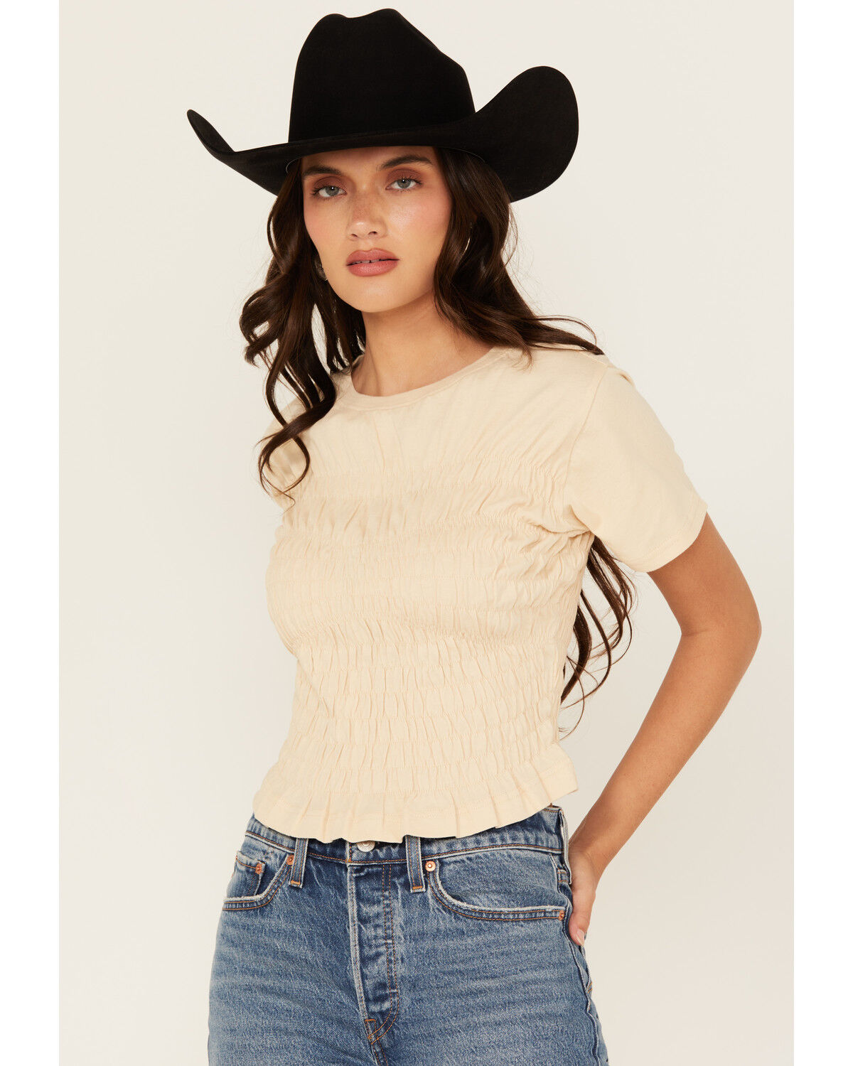 Women's Cleo + Wolf Shirred Short Sleeve Shirt