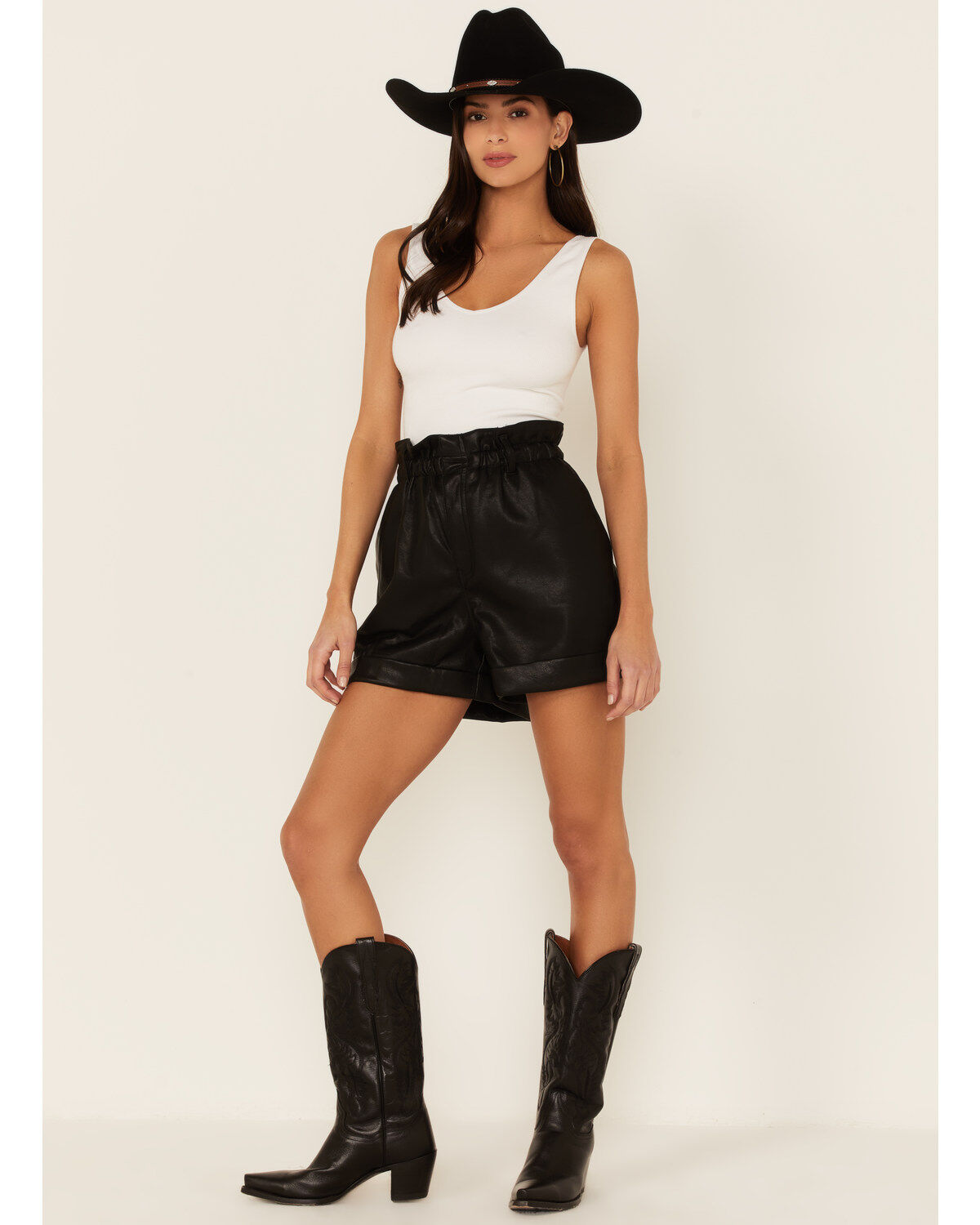 Women's Lush Pleather Paperbag High Waisted Shorts