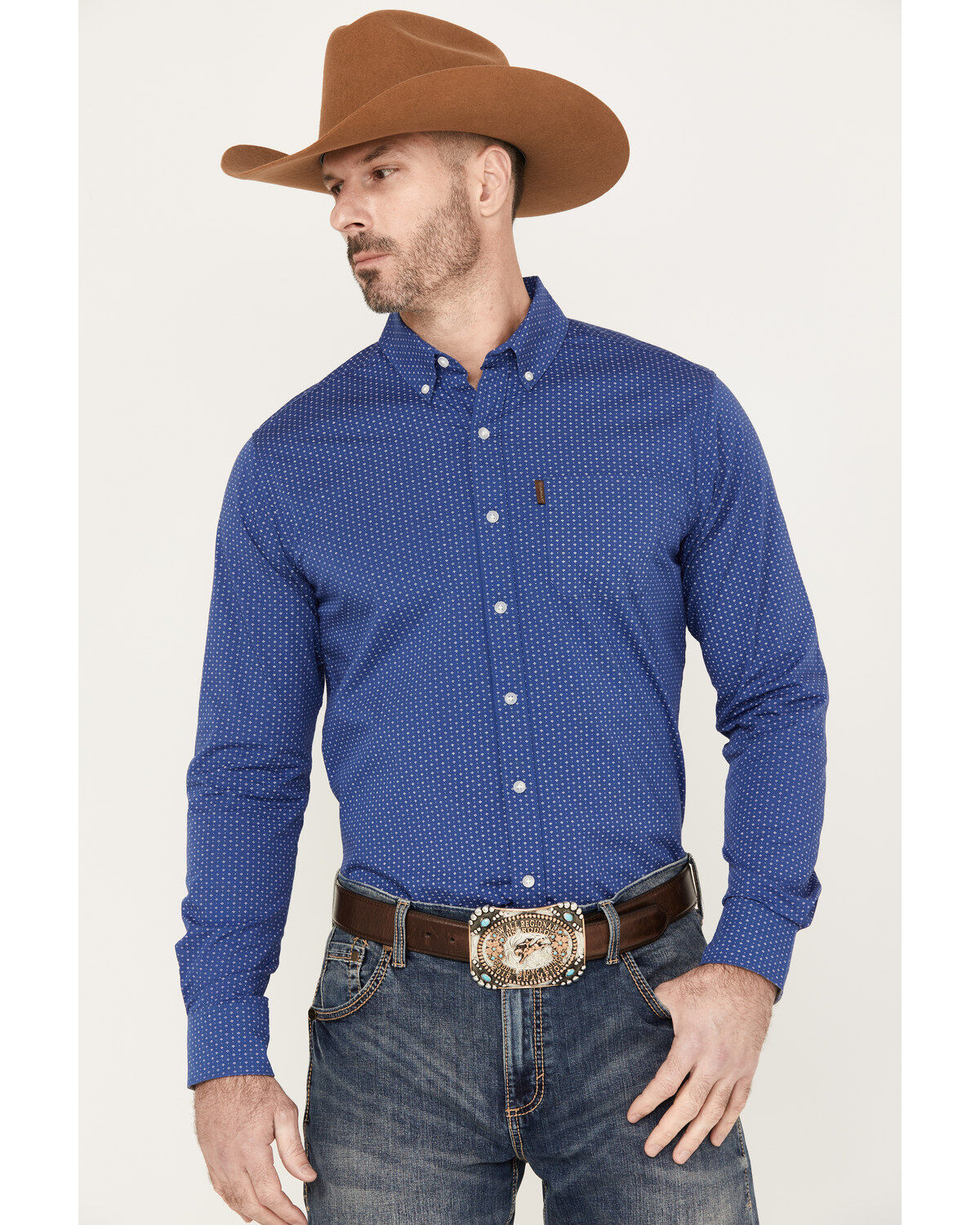 Men's Ariat Ditsy Stretch Modern Fit Button-Down Long Sleeve Western S