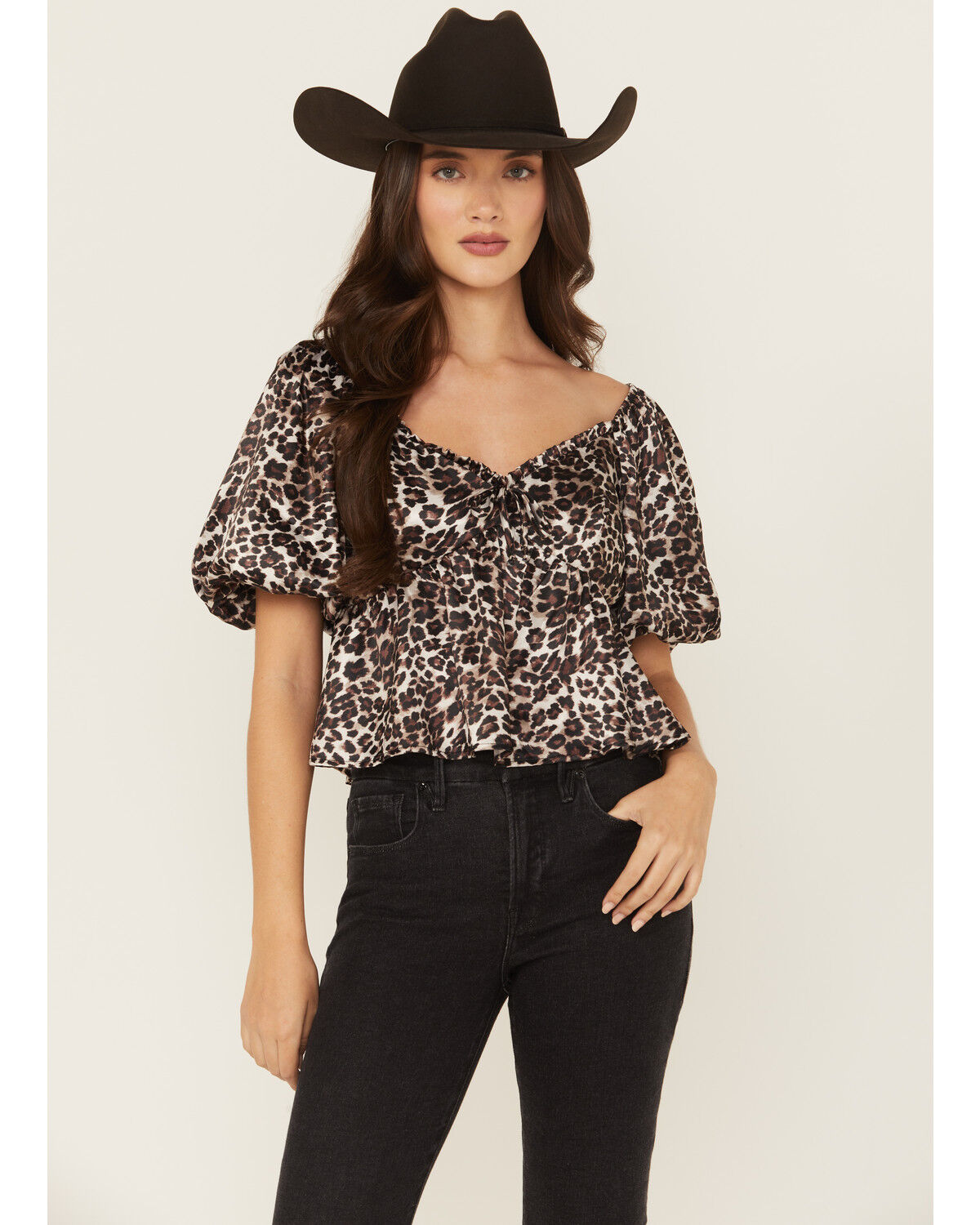 Women's Originality Leopard Print Short Sleeve Top
