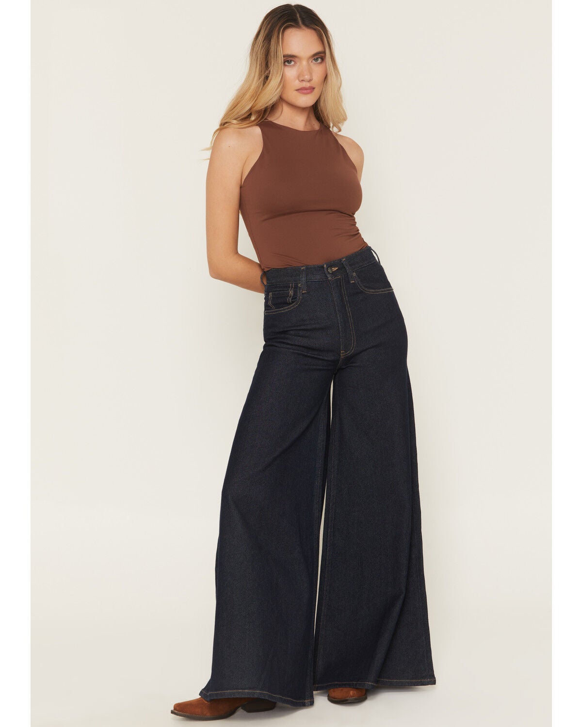 Women's Ariat Jazmine Dark Wash High Rise Super Wide Leg Stretch Denim