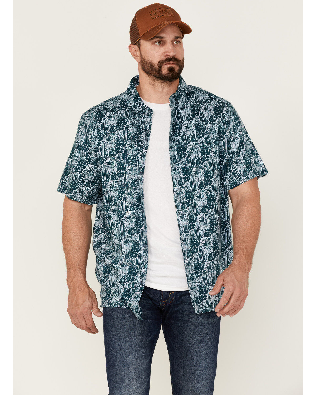 Men's Gibson Saguro Floral Print Short Sleeve Button Down Western Shir
