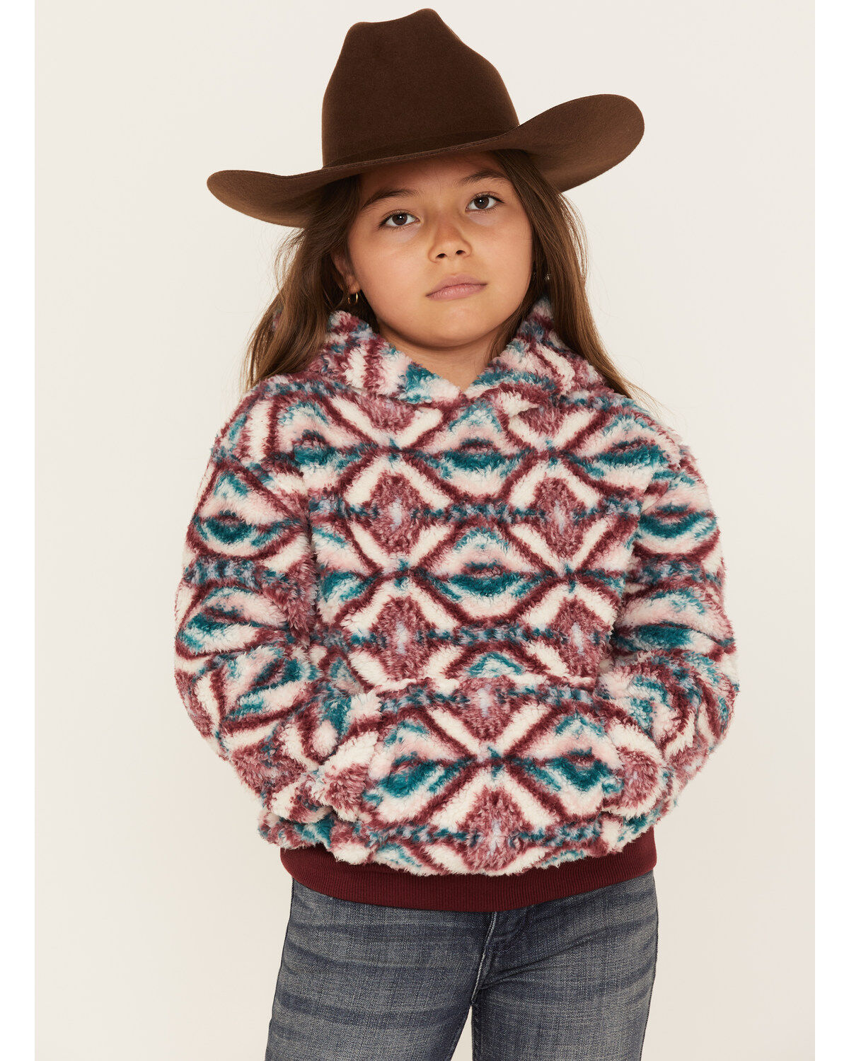 Girls' Shyanne Fuzzy Sherpa Southwestern Print Pullover