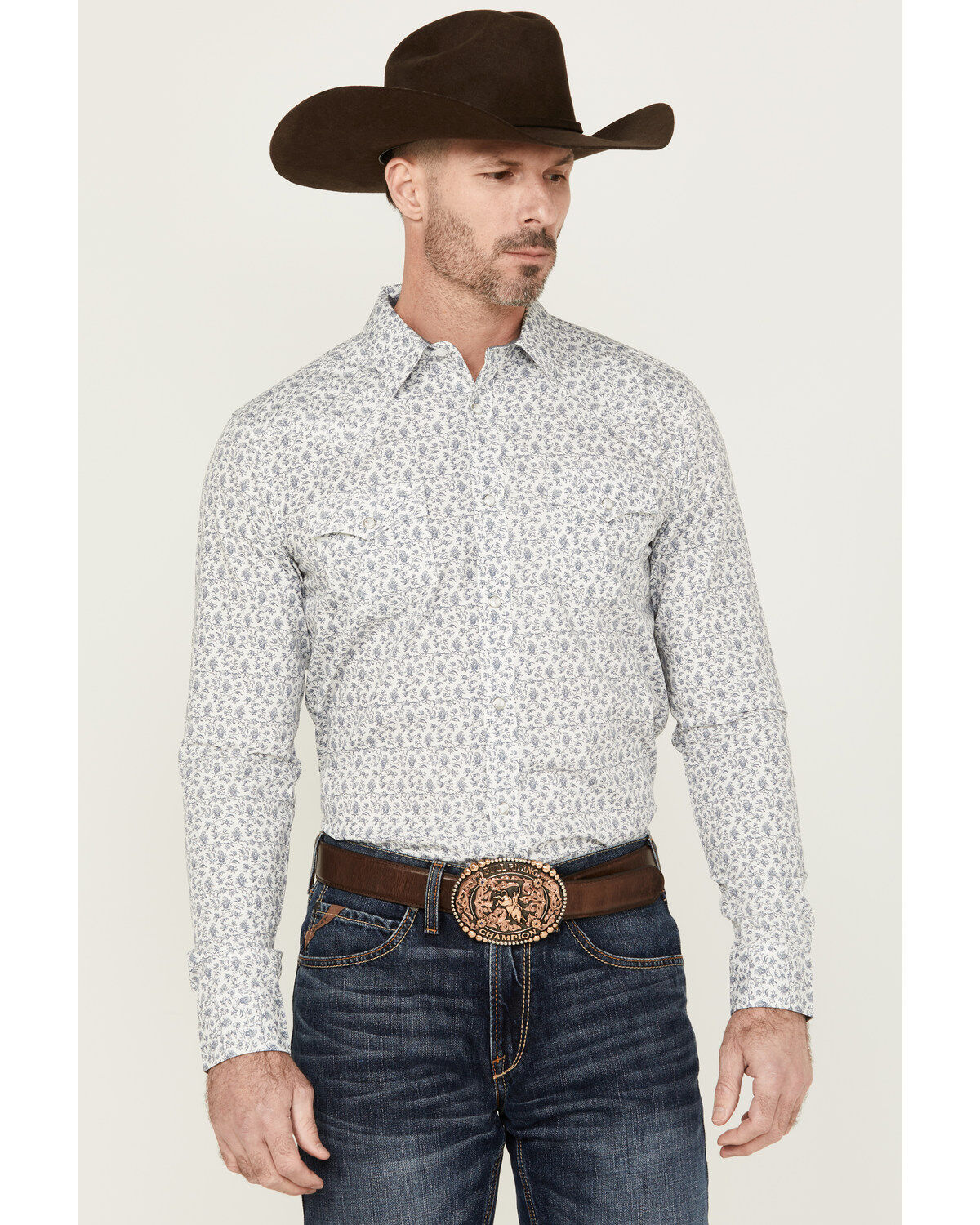 Men's Cody James Dandy Floral Print Long Sleeve Snap Western Shirt - T