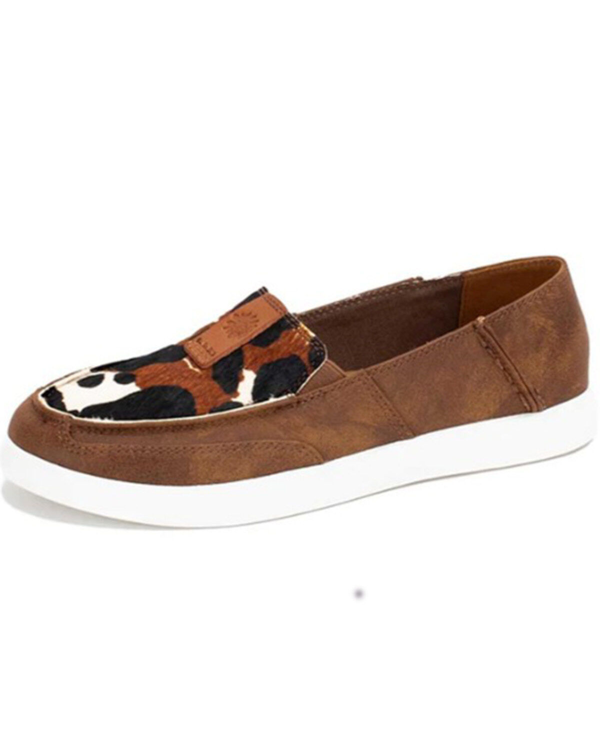 Women's Yellow Box Olevia Cow Print Slip-On Shoe - Moc Toe