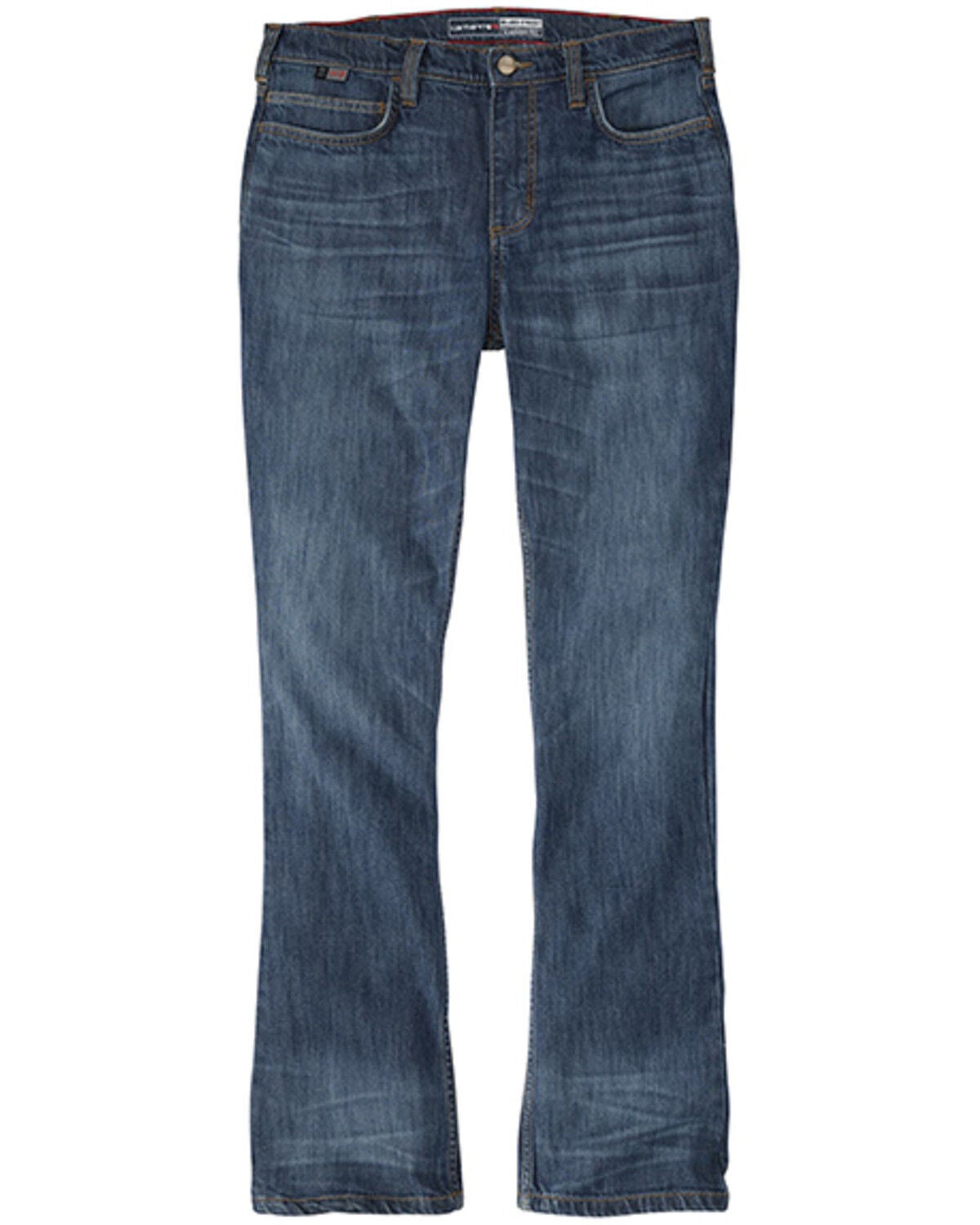 Women's Carhartt FR Tiller Rugged Flex Medium Wash Mid Rise Bootcut S