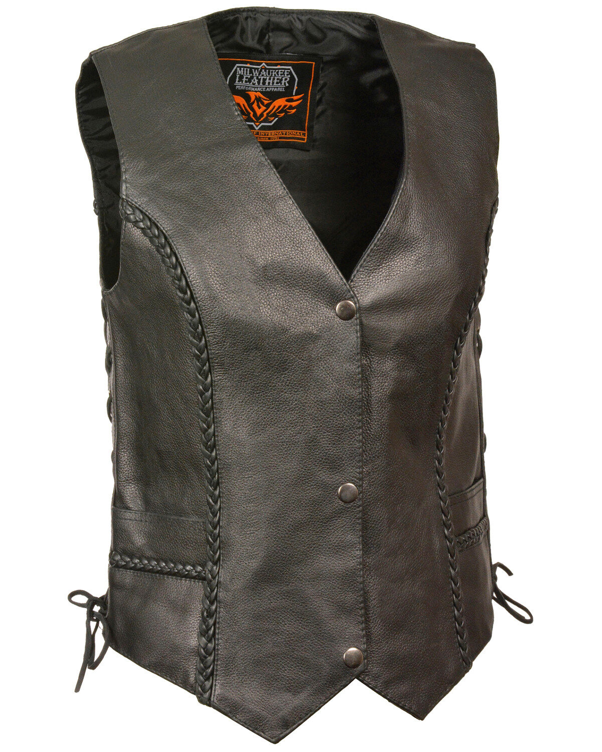 Women's Milwaukee Leather Braided Side Lace Vest - 3X