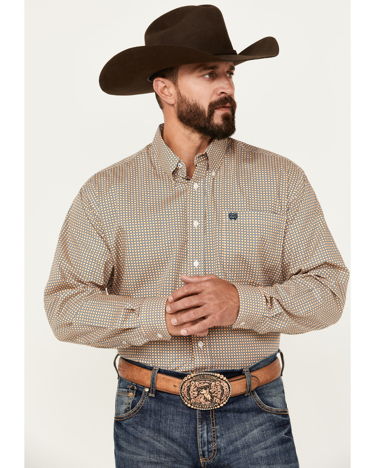 Men's Cinch Geo Print Long Sleeve Button-Down Western Shirt