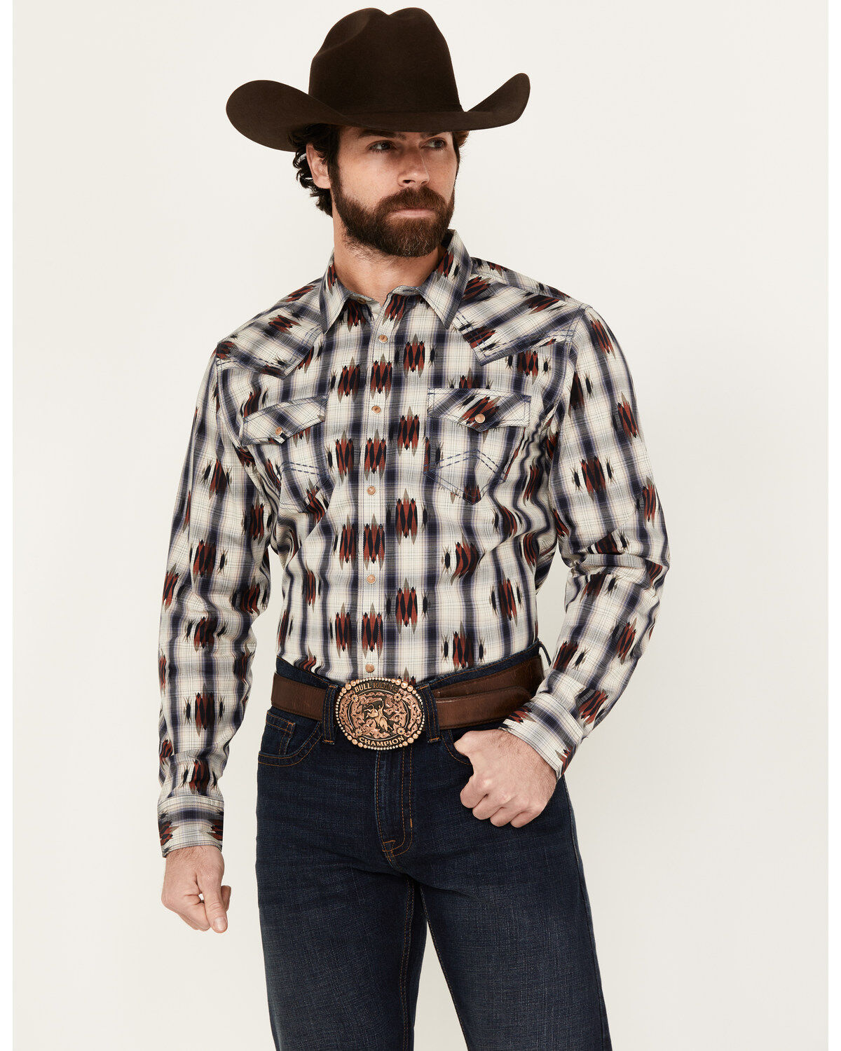 Men's Cody James Zion Sunset Southwestern Print Long Sleeve Snap Weste
