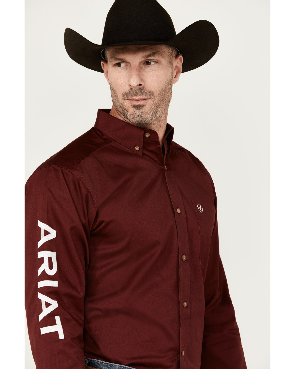 Men's Ariat Team Logo Twill Fitted Long Sleeve Button-Down Western Shi