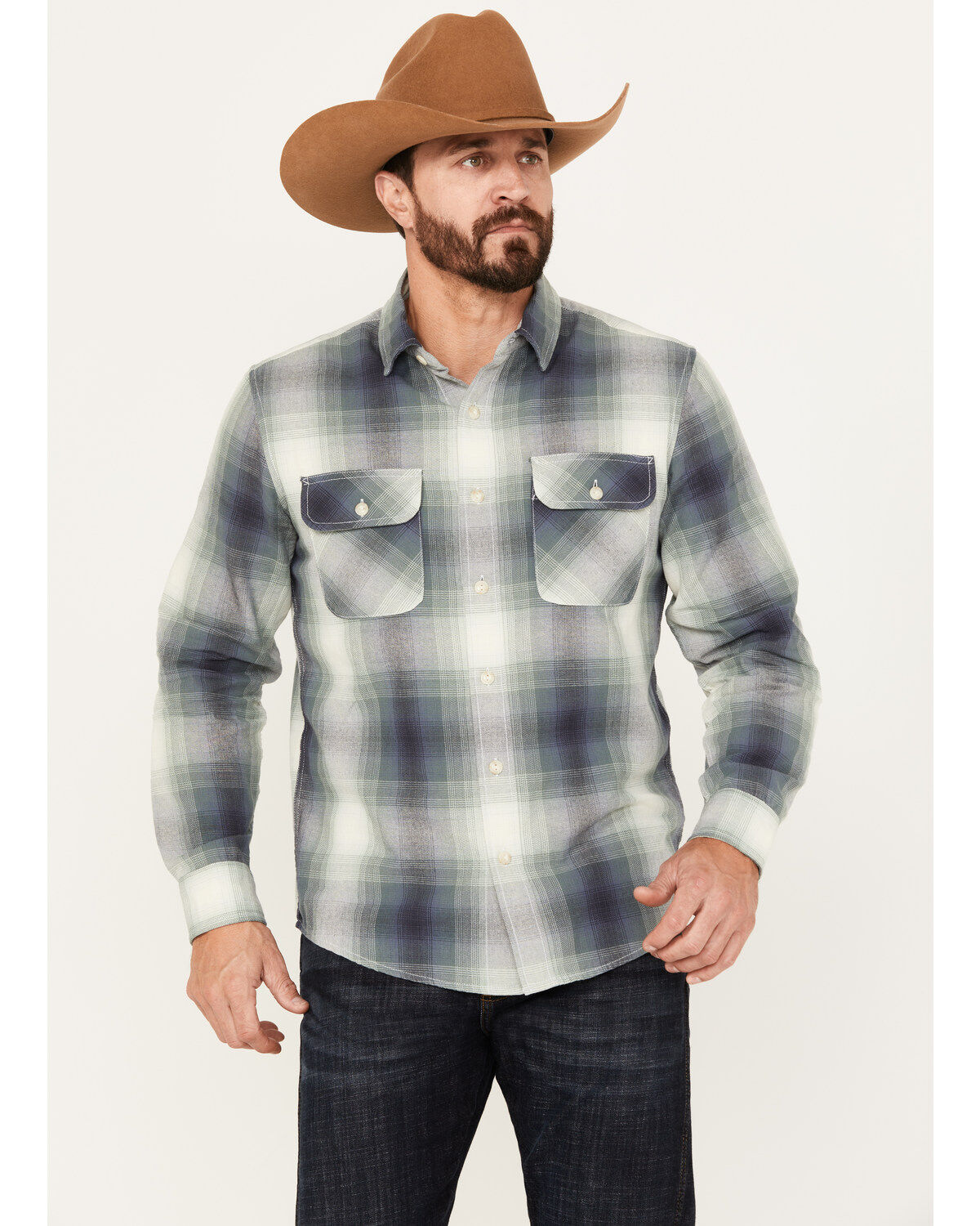 Men's Pendleton Beach Shack Plaid Print Long Sleeve Button Down Wester