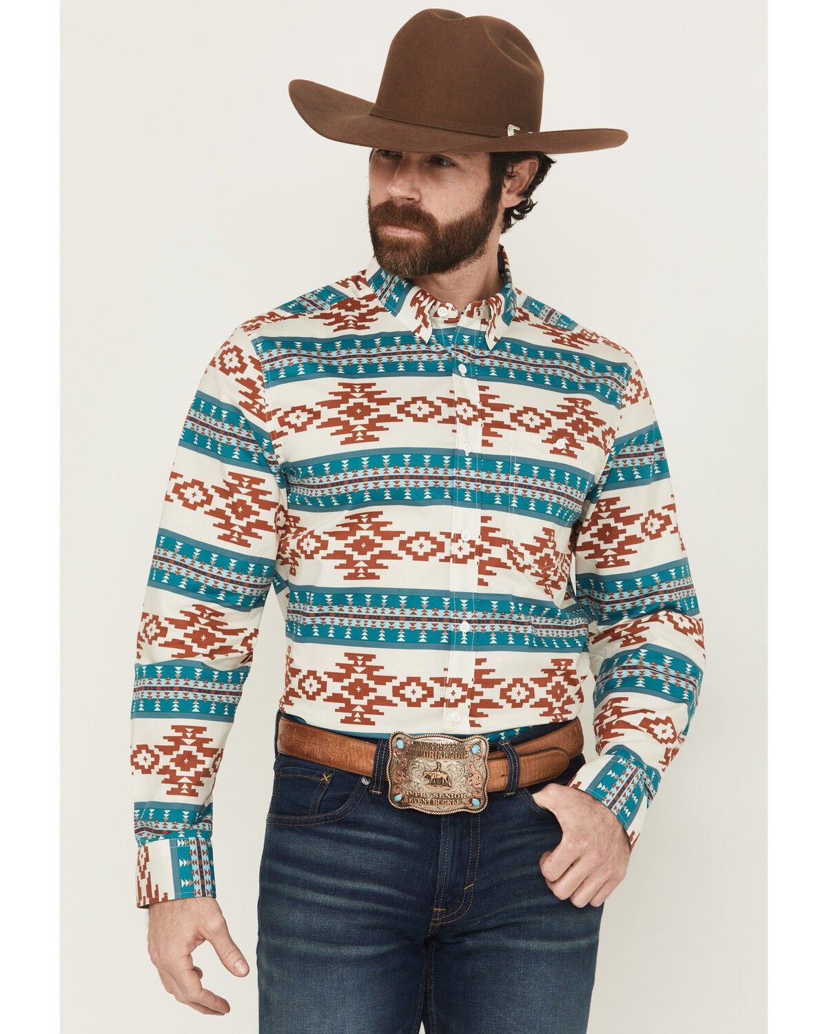 Men's RANK 45 Hansan Southwestern Striped Long Sleeve Button-Down Str