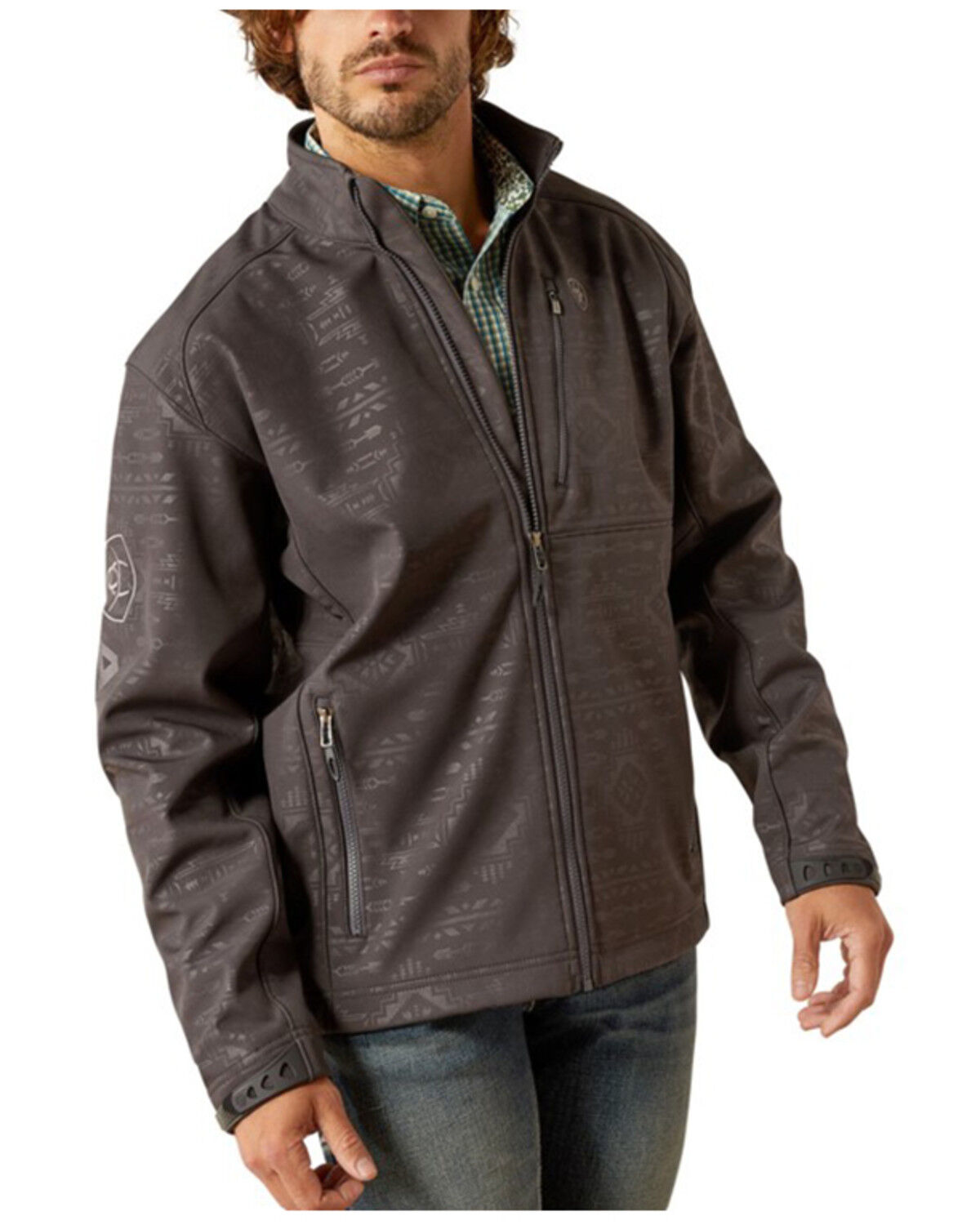 Men's Ariat Phantom Embossed Southwestern Print Logo 2.0 Softshell Jac