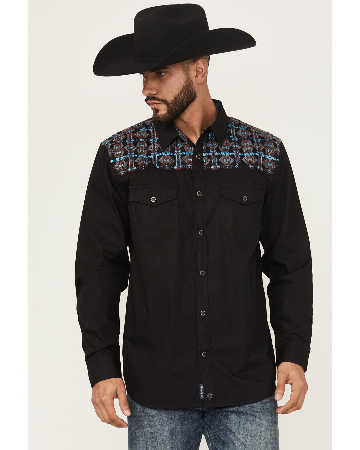 Men's Moonshine Spirit Instinct Embroidered Solid Long Sleeve Snap We