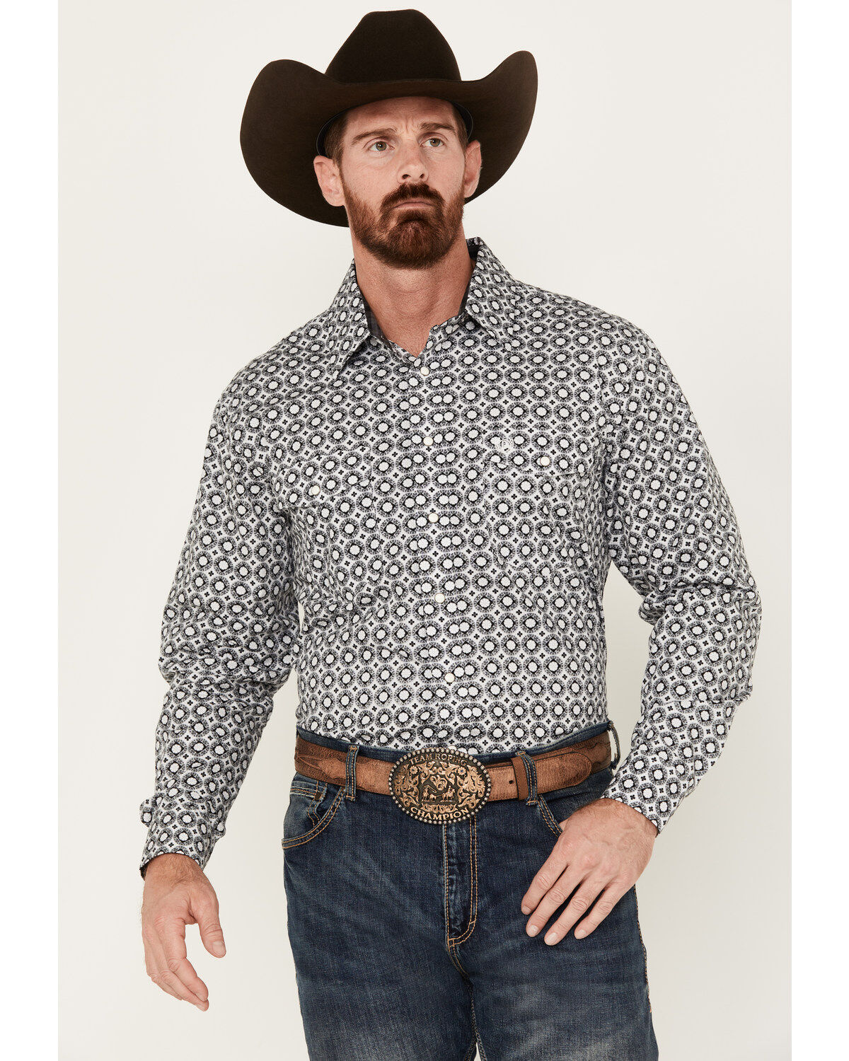 Men's Panhandle Select Medallion Print Long Sleeve Snap Western Shirt
