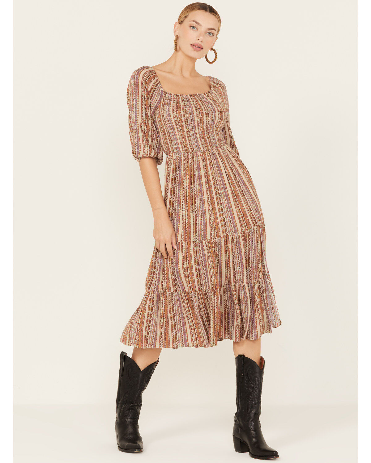 Women's Sadie & Sage Bohemian Open Back Midi Dress