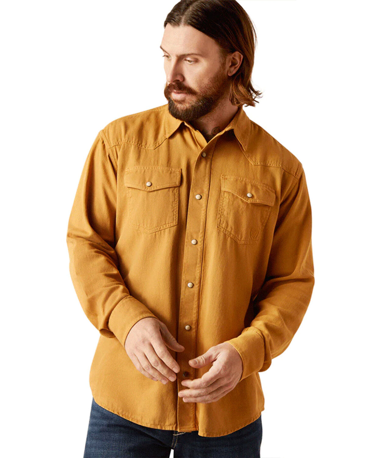 Men's Ariat Jurlington Retro Fit Solid Long Sleeve Snap Western Shirt