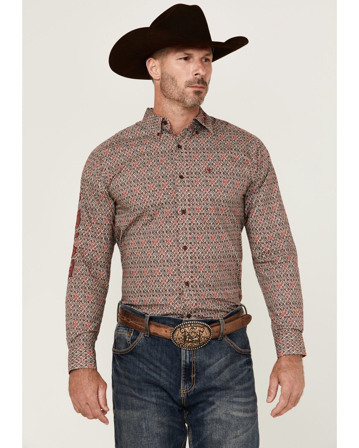 Men's Ariat Team Omega Logo Long Sleeve Button-Down Western Shirt
