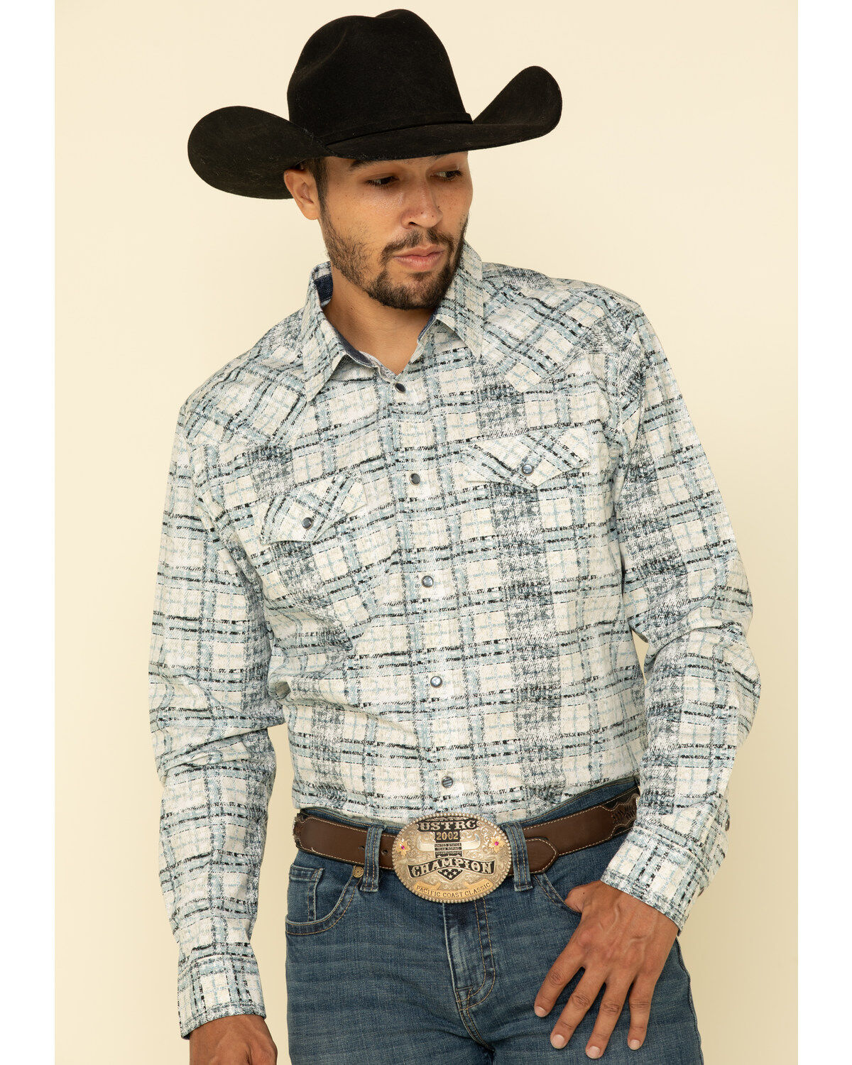 Men's Moonshine Spirit Wash Out Plaid Long Sleeve Western Shirt