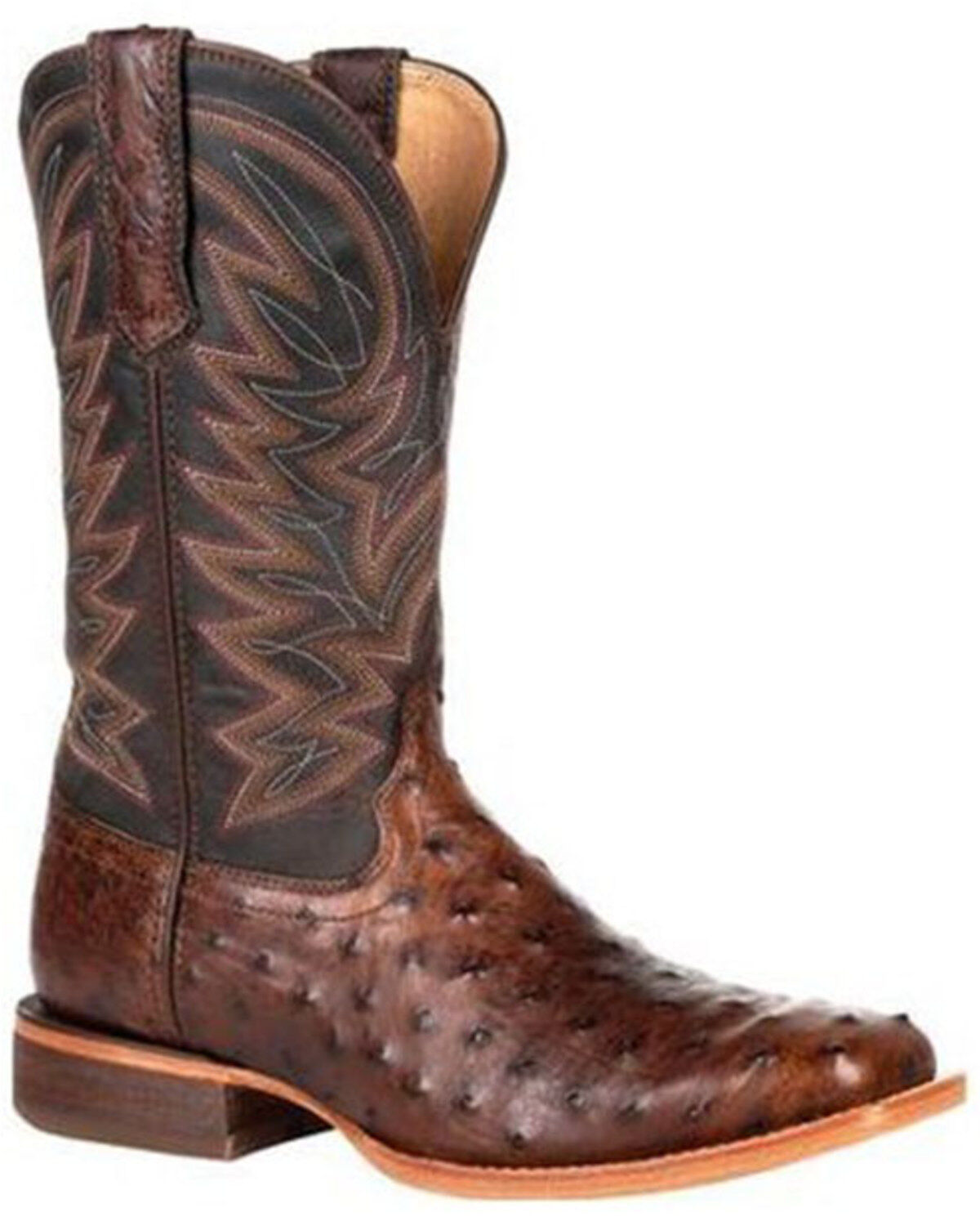 Men's Durango Brown Exotic Full-Quill Ostrich Western Boots - Square T