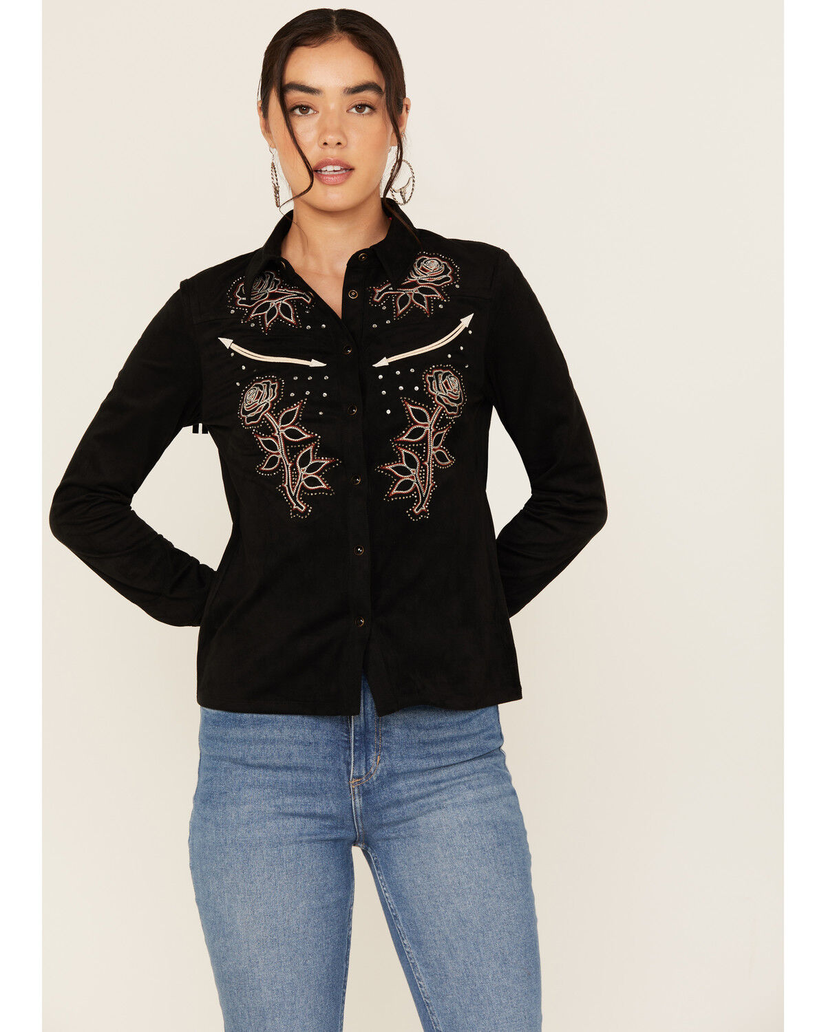 Women's Idyllwind Embroidered Faux Suede Long Sleeve Snap Western Shir