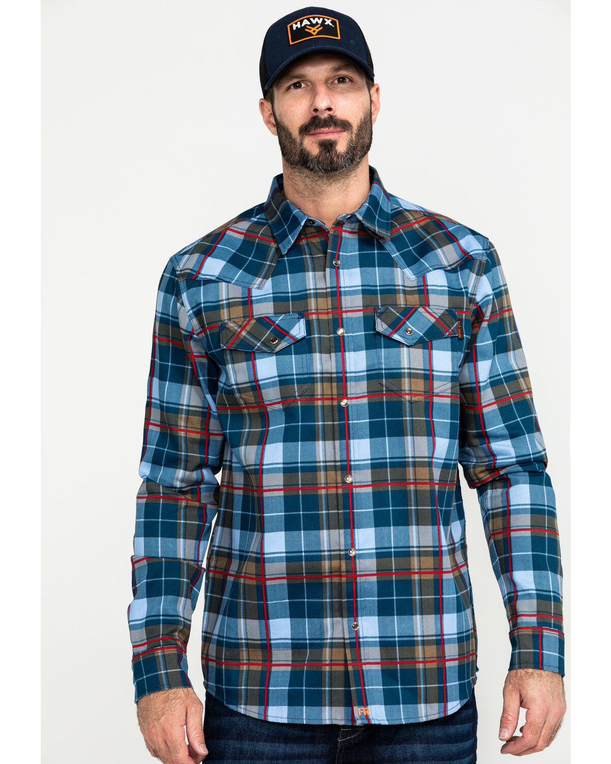 Men's Cody James FR Woven Plaid Print Long Sleeve Button Down Work Shi